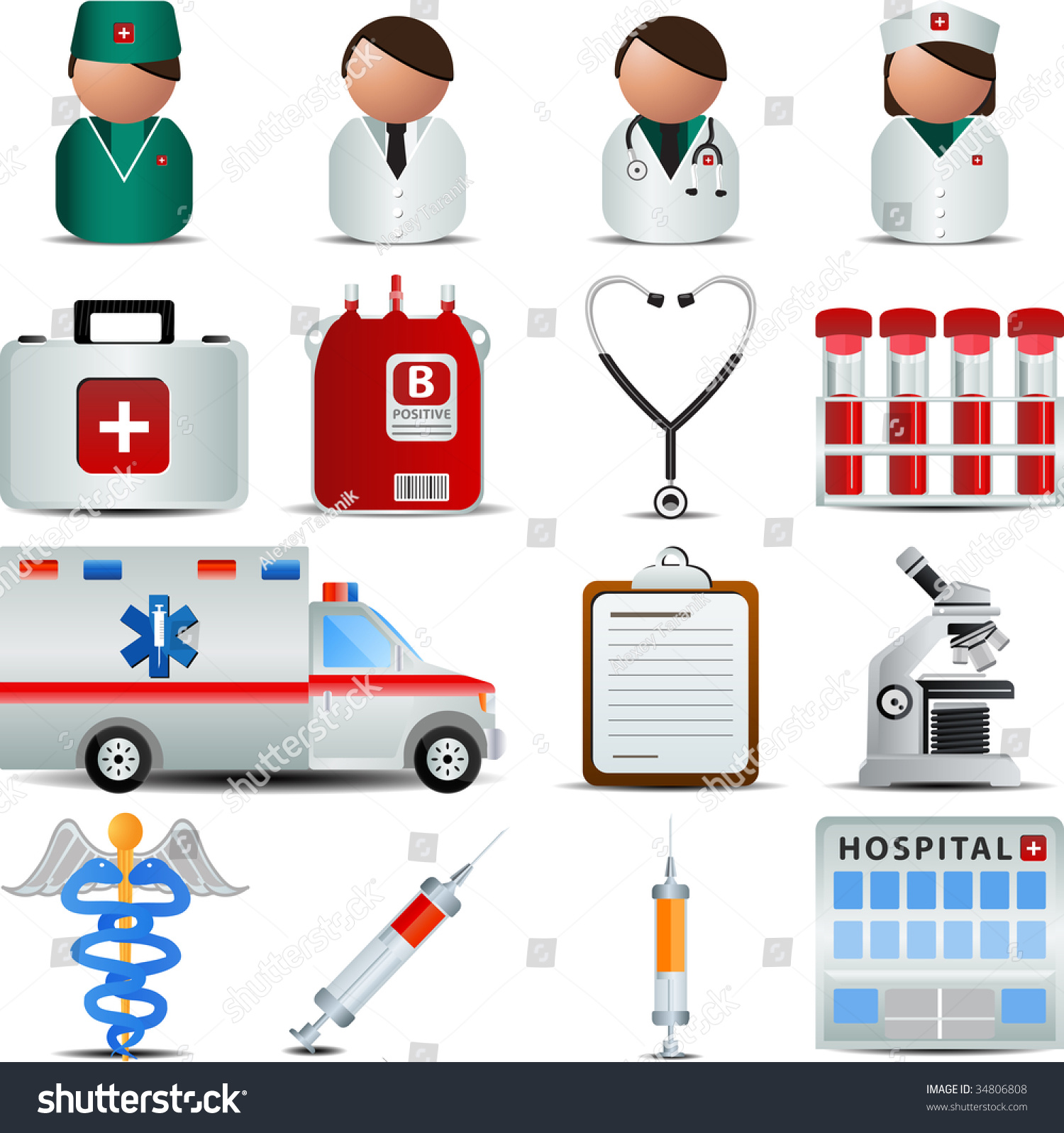 Medical Hospital Centre Icons Stock Vector 34806808 - Shutterstock