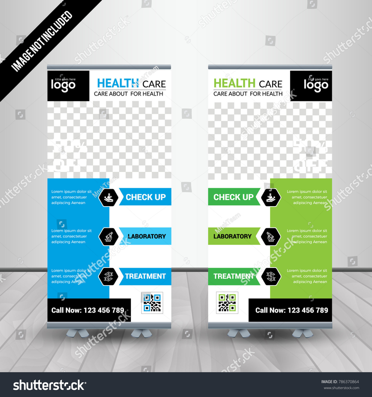 Medical Blue Green Banner Rollup Design Stock Vector Royalty Free