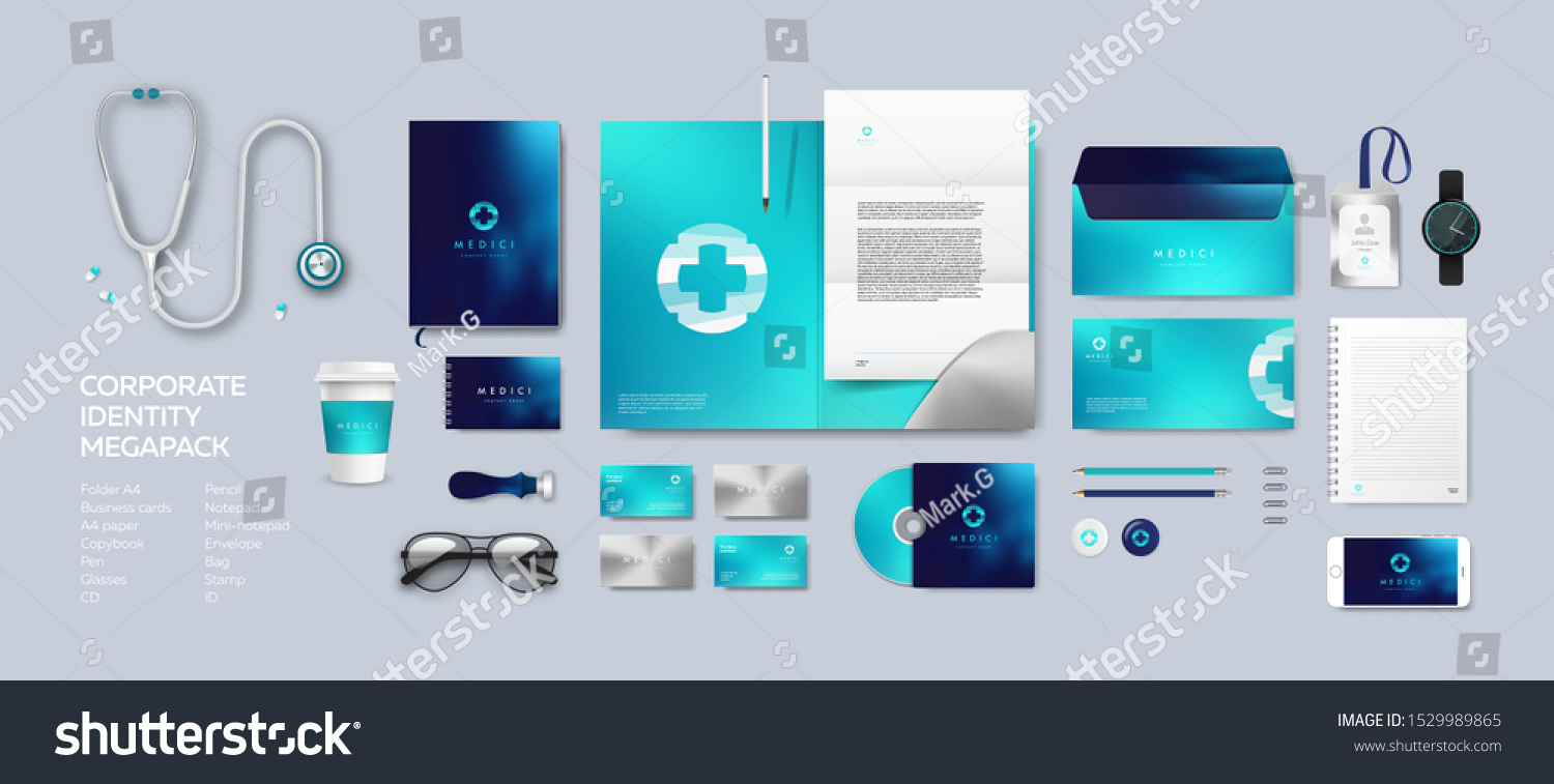 Download Medical Branding On Blue Background Corporate Stock Vector Royalty Free 1529989865