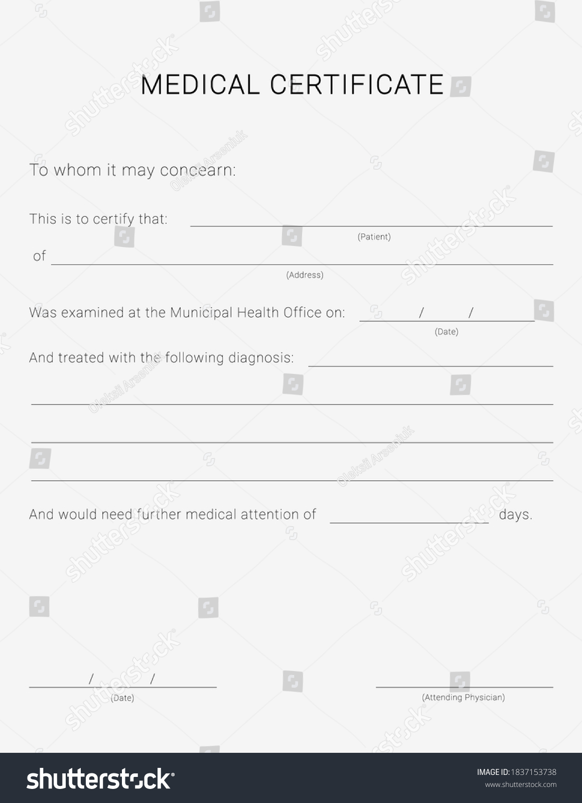 Medical Certificate Form Sick Leave Pad Stock Vector Royalty Free