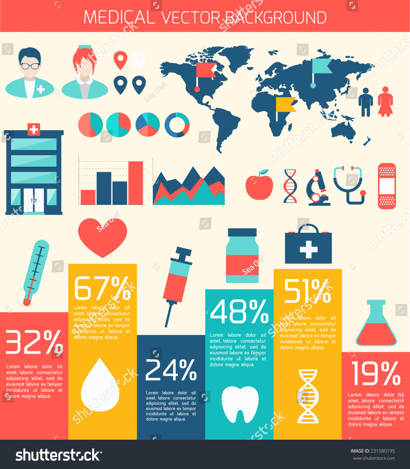 Medical Flat Vector Infographics. Health And Medical Care Illustration ...