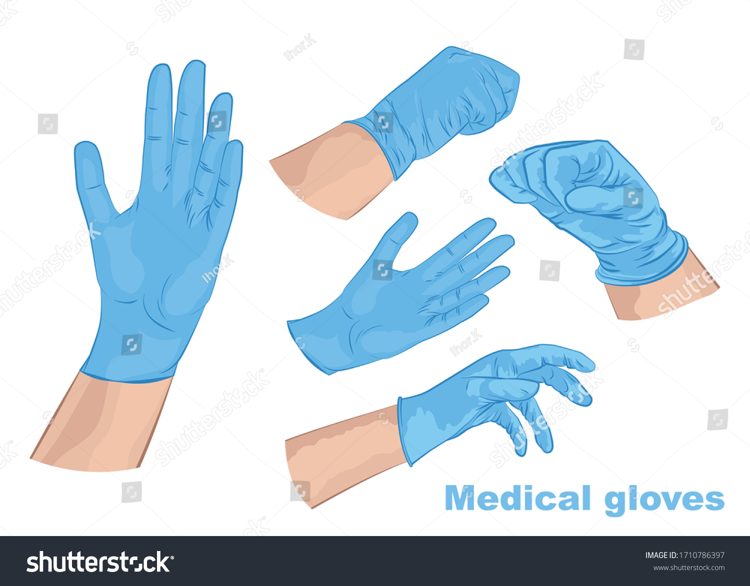 Medical Gloves Set Hands Sterile Blue Stock Vector (Royalty Free ...