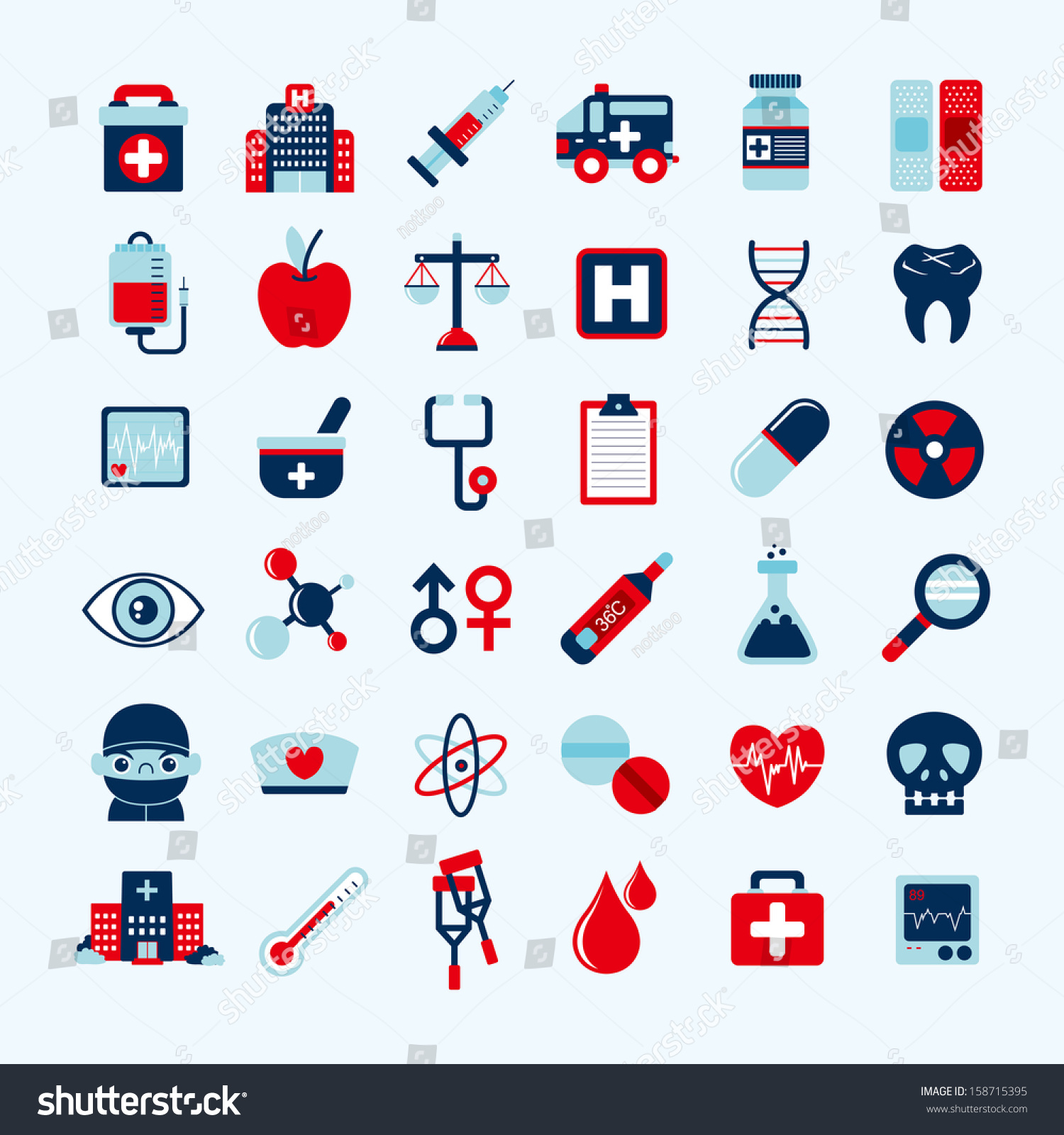 Medical Icons Set Stock Vector 158715395 - Shutterstock