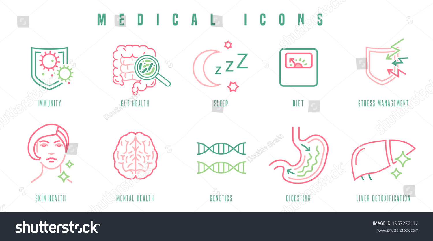 SVG of Medical icons set. Important body functions. Outlined signs in modern style. Healthcare, medicine concept. Editable vector illustration isolated on a white background. svg