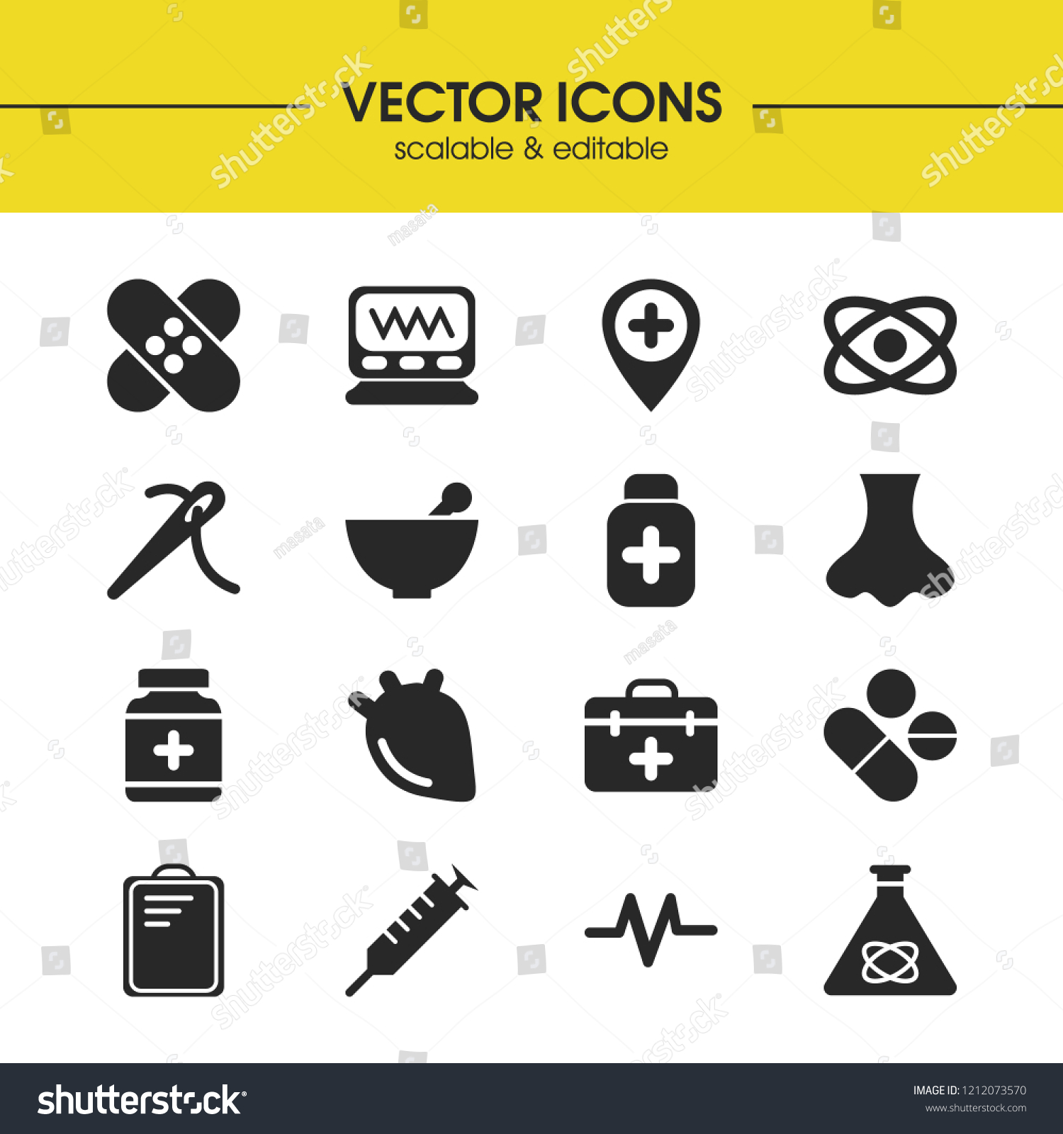 Medical Icons Set Atom Medicine Patch Stock Vector Royalty Free