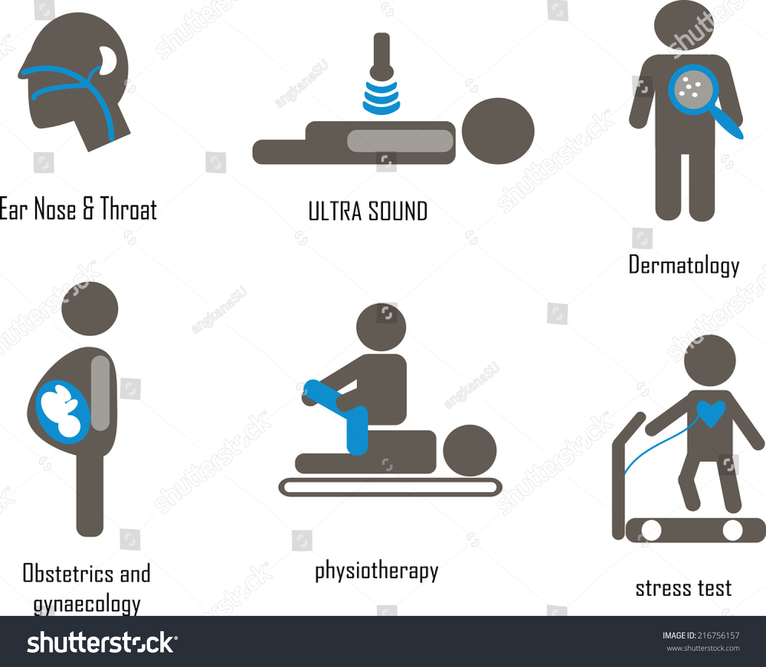 Medical Icons With Ear Nose Throat,Ultra Sound,Dermatology,Obstetric ...