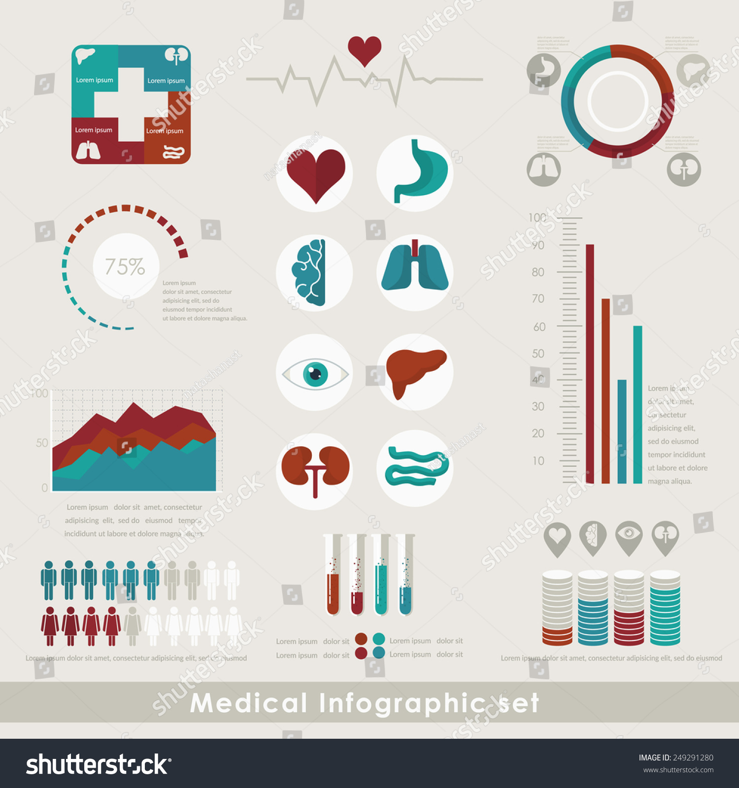 Medical Infographic Set In Flat Style. Healthcare And Medical Concept ...