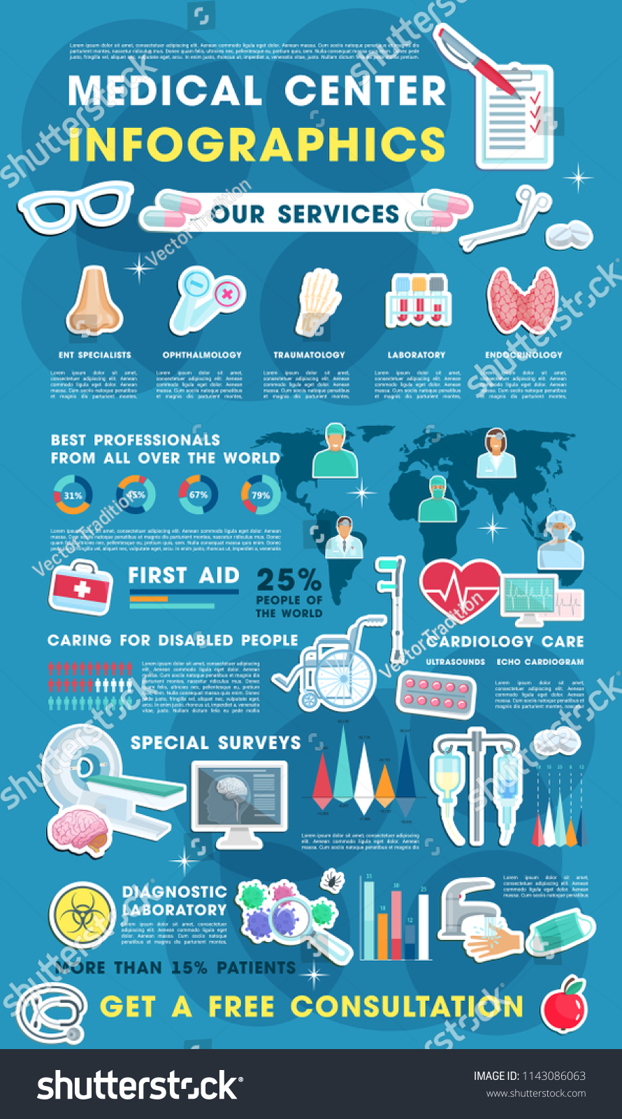 Medical Infographic Health Care Statistic Charts Stock Vector (Royalty ...