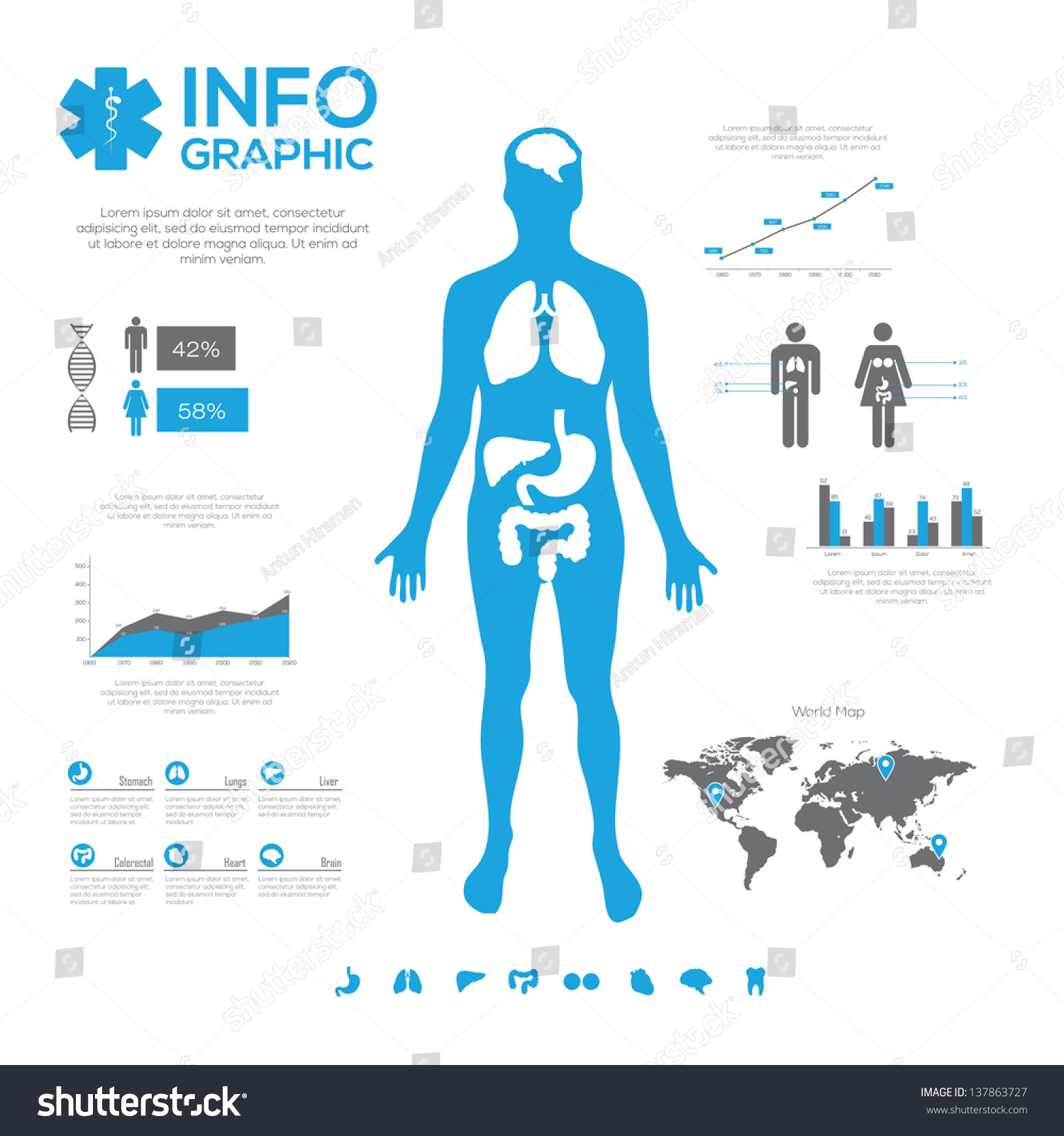 Medical Infographics Collection, Charts, Symbols, Graphic Vector ...