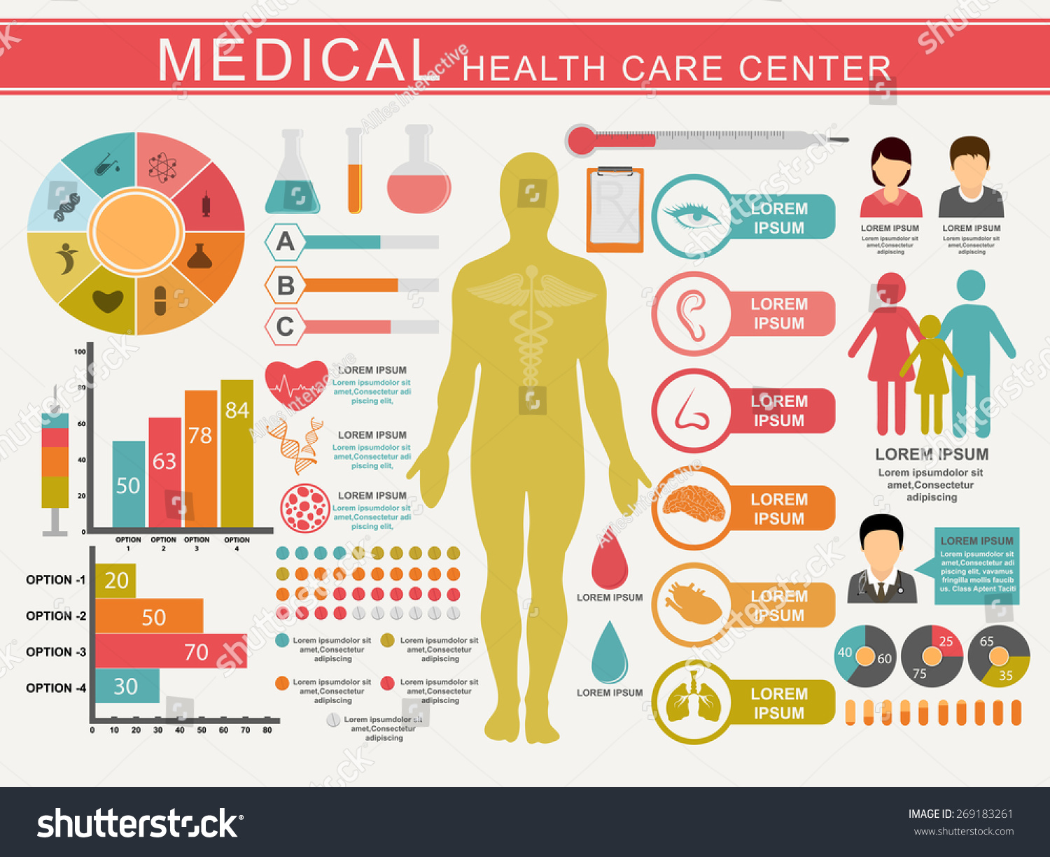 Medical Infographics Set Including Statistical Charts, Human Body And ...