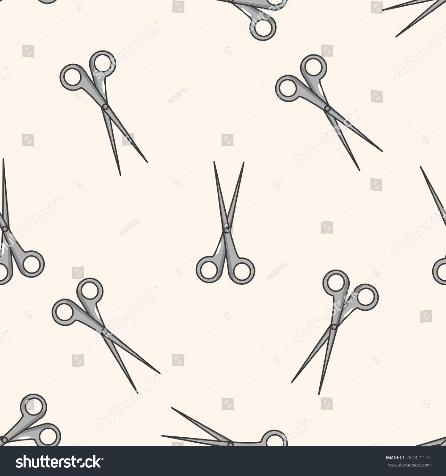 Medical Scissors Cartoon Seamless Pattern Background Stock Vector