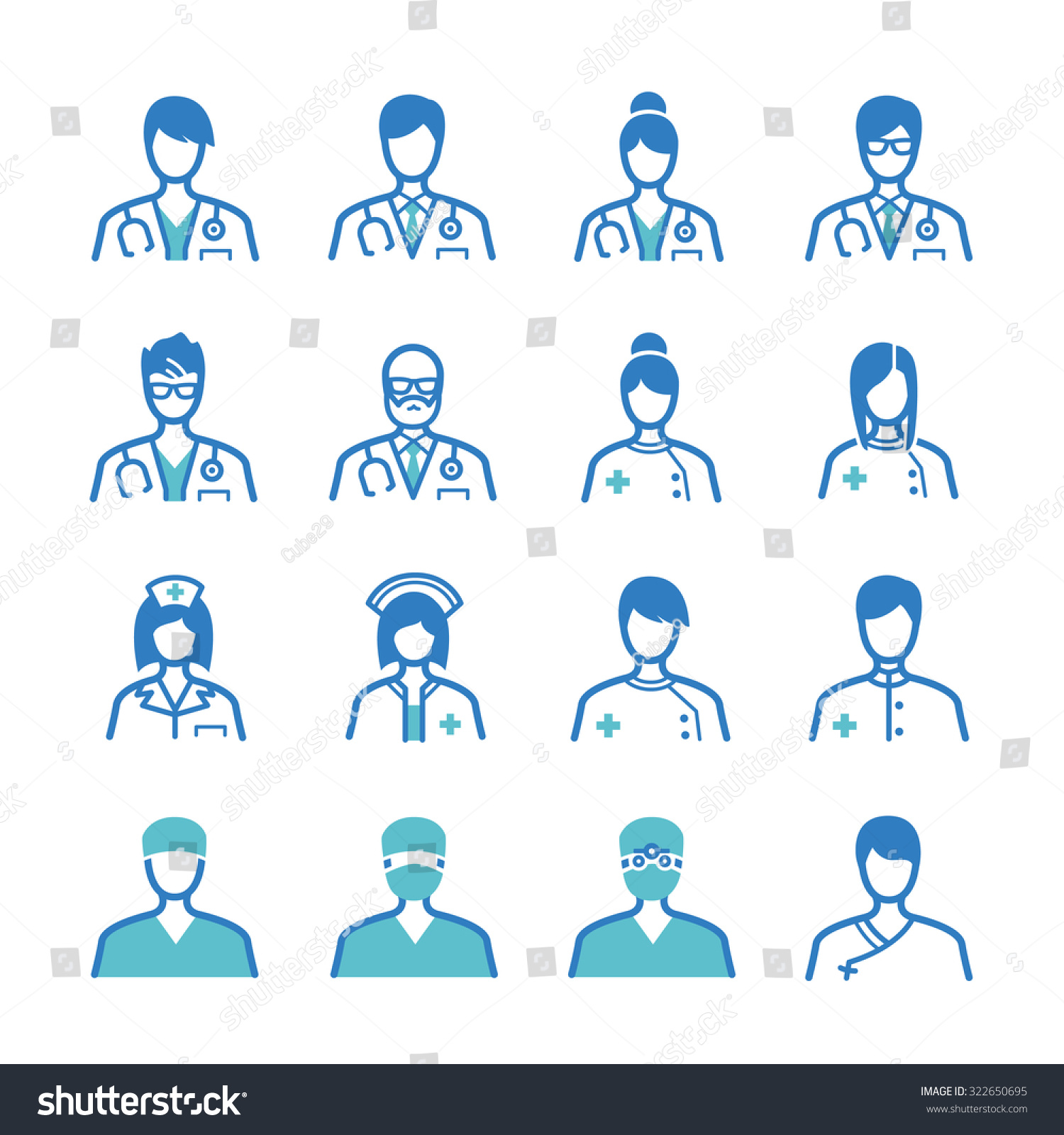 Medical Staff Icons Set Stock Vector 322650695 : Shutterstock