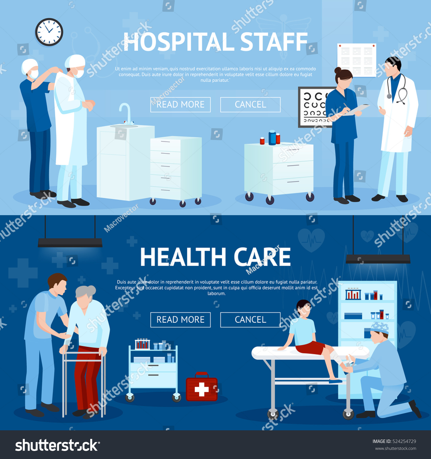 Medical Treatment Horizontal Banners Doctor Surgeon Stock Vector ...