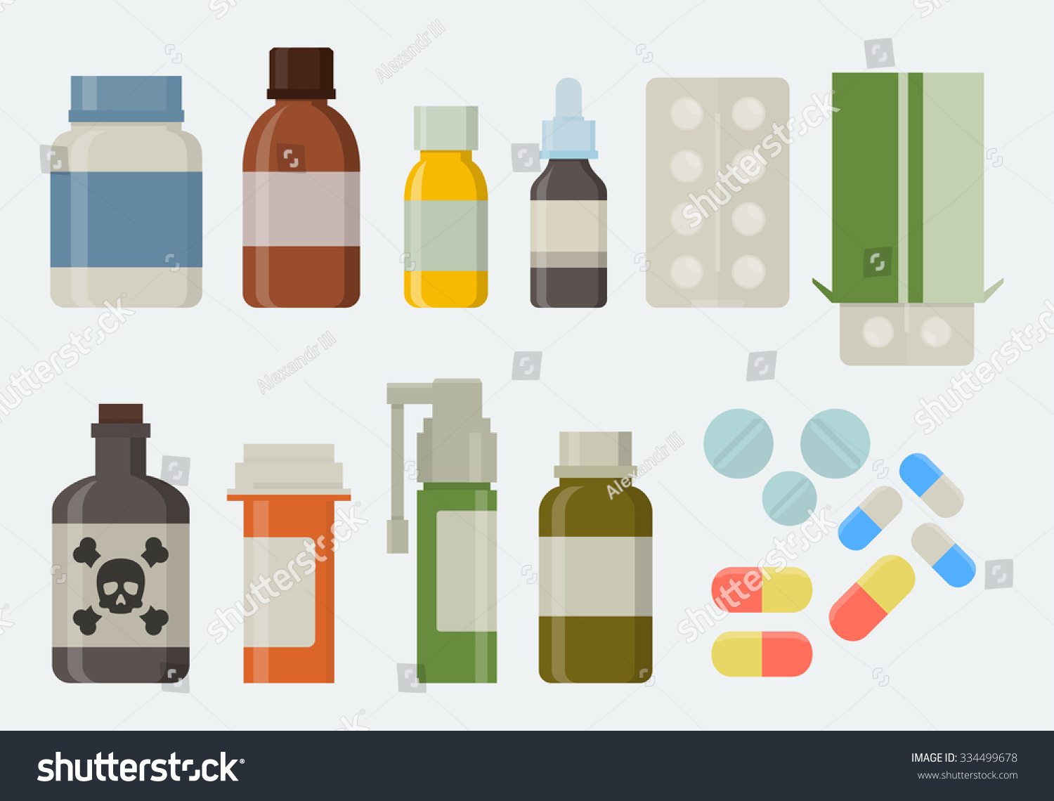 Medicine Drugs Icon Set Flat Style Stock Vector (Royalty Free ...