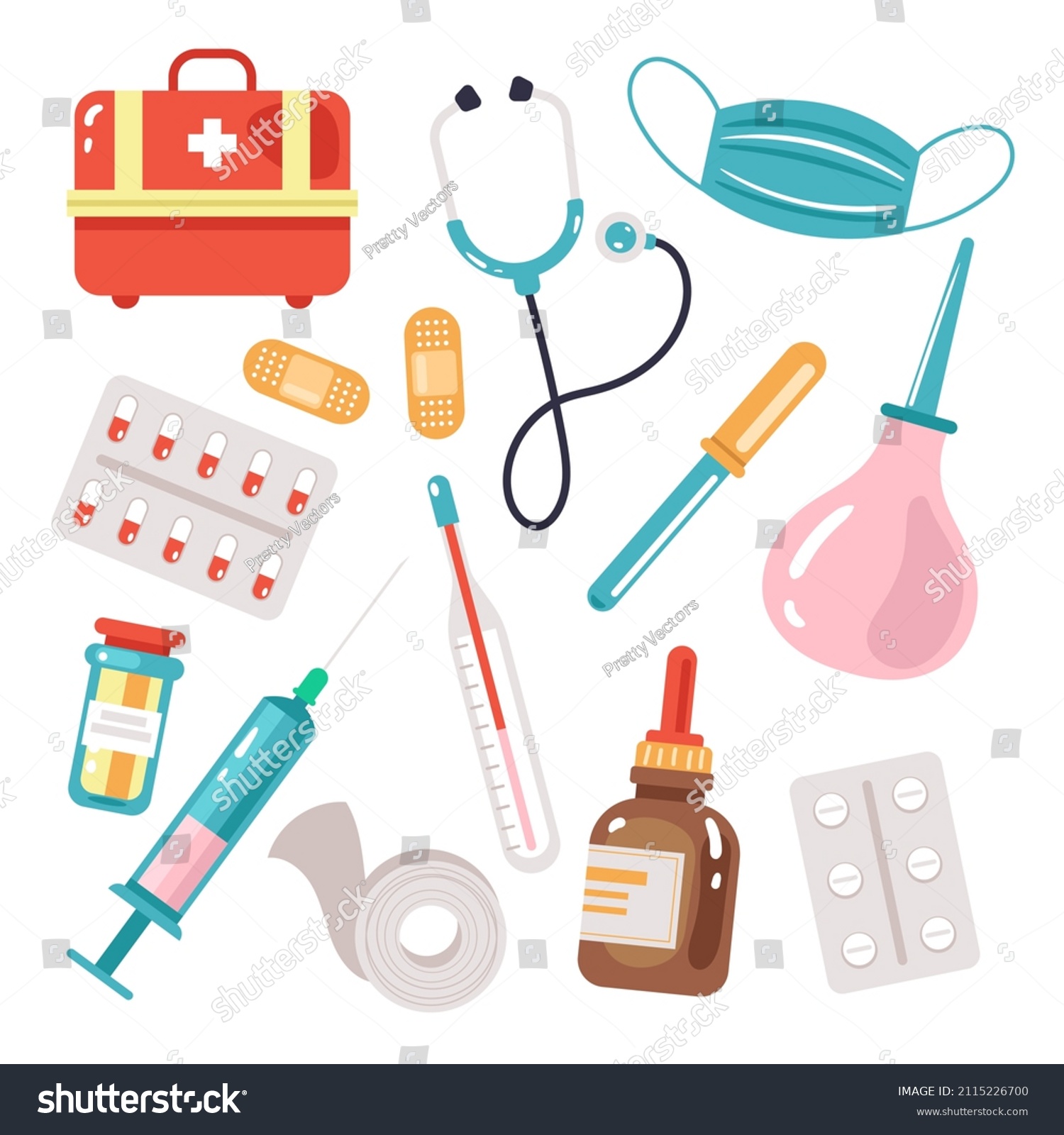 Medicine Doctors Tools Isolated Set Vector Stock Vector (Royalty Free
