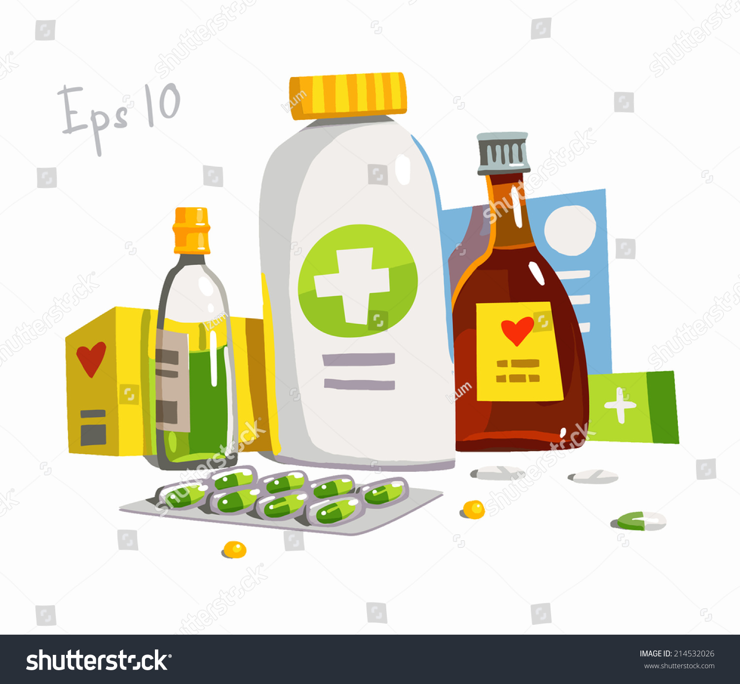 Medicines Cartoon Vector Illustration Image Isolated Stock Vector