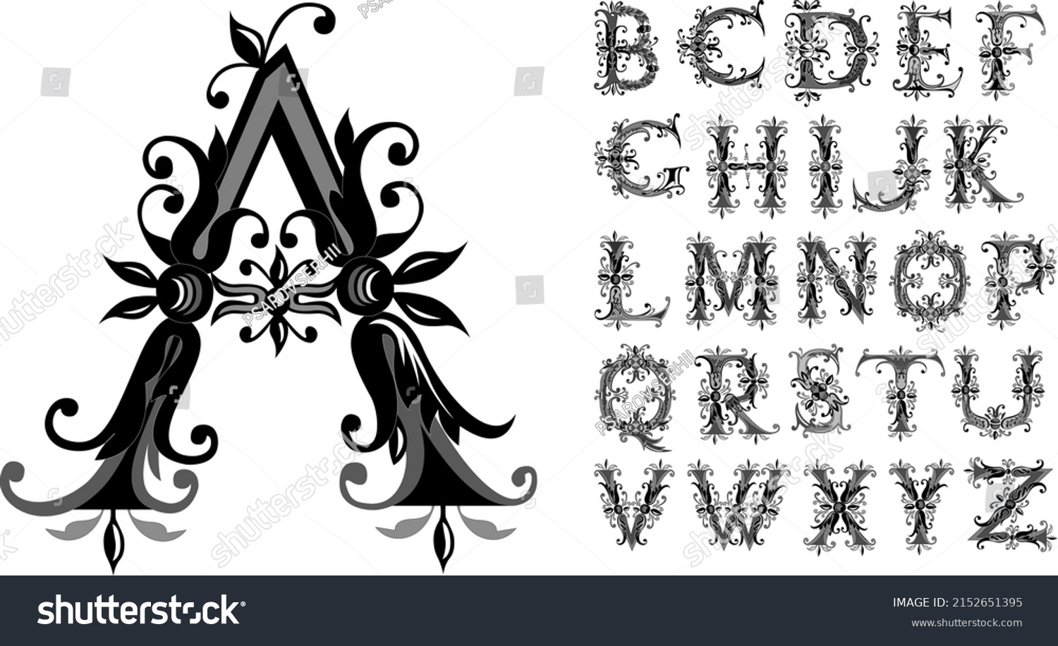 Medieval Capital Letters Antique Alphabet Vector Stock Vector (Royalty ...