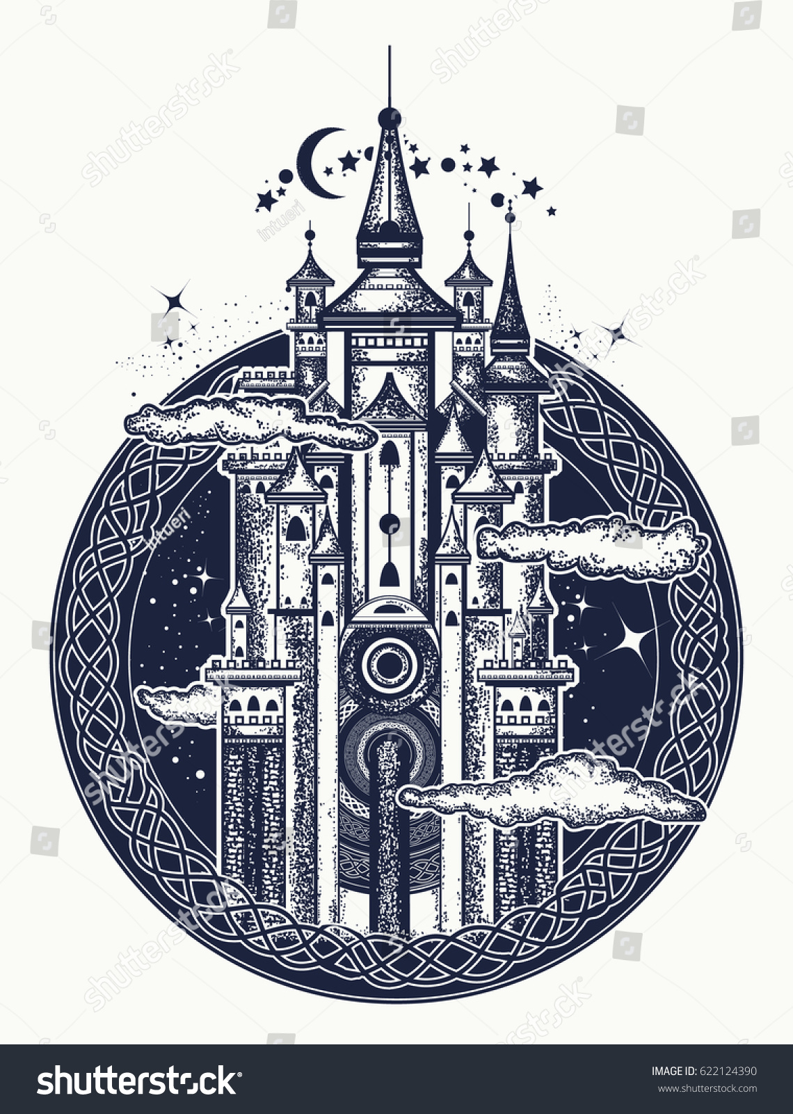 architecture gothic tattoo Fairy Castle Medieval Symbol Art Vector Stock Tattoo