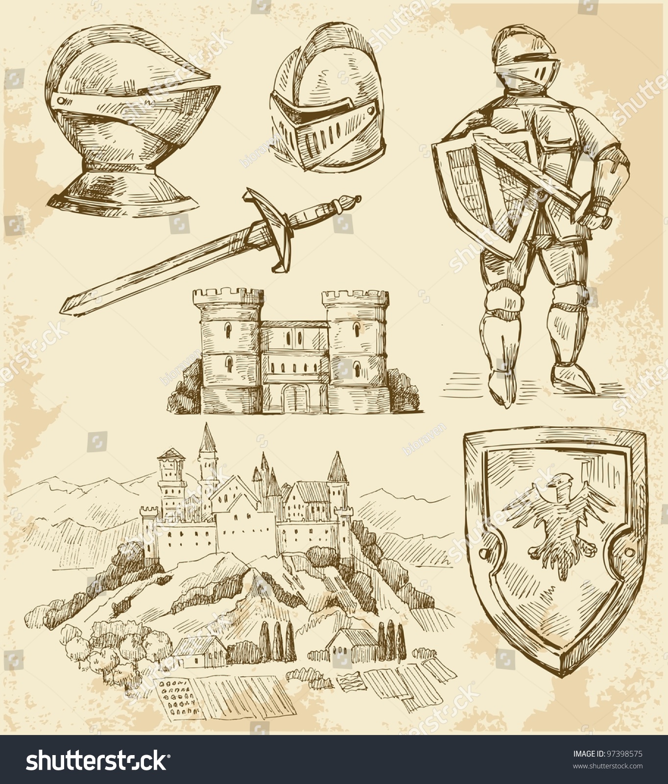 Medieval Collection Stock Vector (Royalty Free) 97398575 | Shutterstock