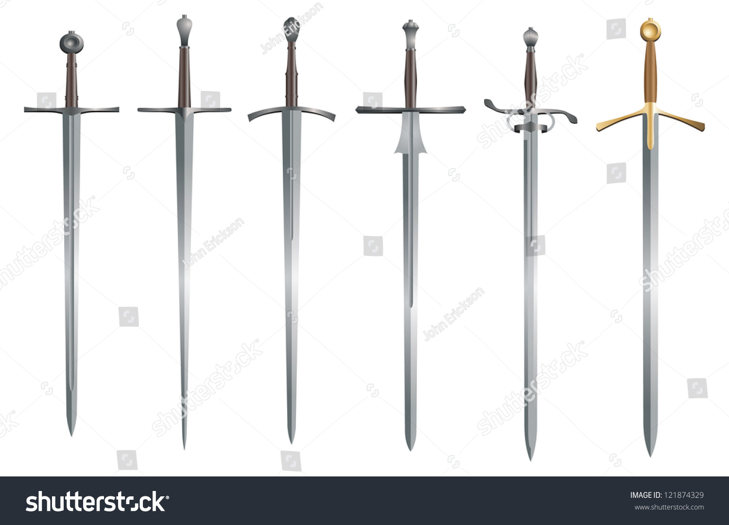 Medieval Long Swords Stock Vector Illustration 121874329 : Shutterstock