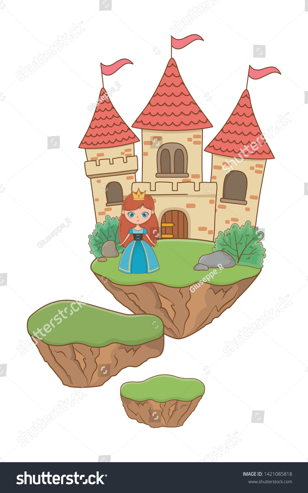 Medieval Princess Cartoon Design Vector Illustration Stock Vector Royalty Free 1421085818