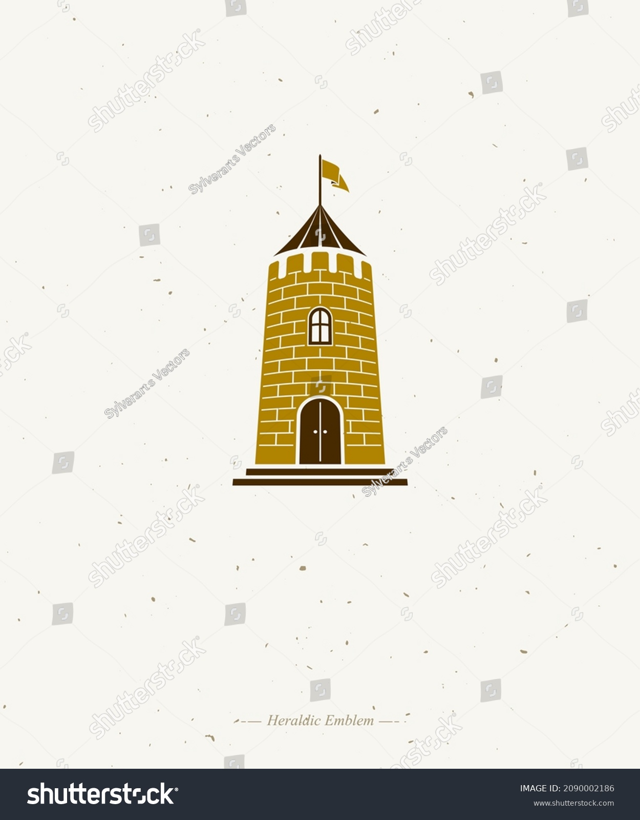 SVG of Medieval tower decorative isolated vector illustration. Retro style label, heraldry illustration. Antique Bastion logotype on isolated white background. svg