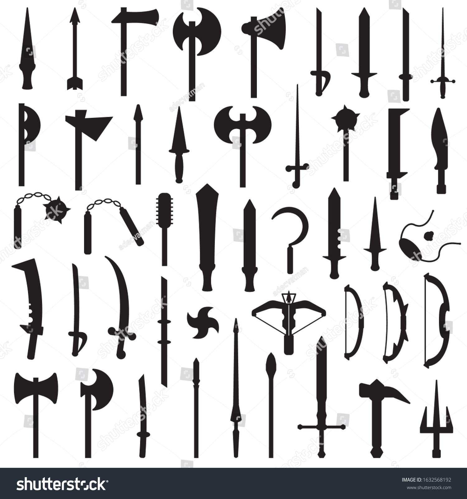 Medieval Weapon Icon Simple Set Stock Vector (Royalty Free) 1632568192 ...