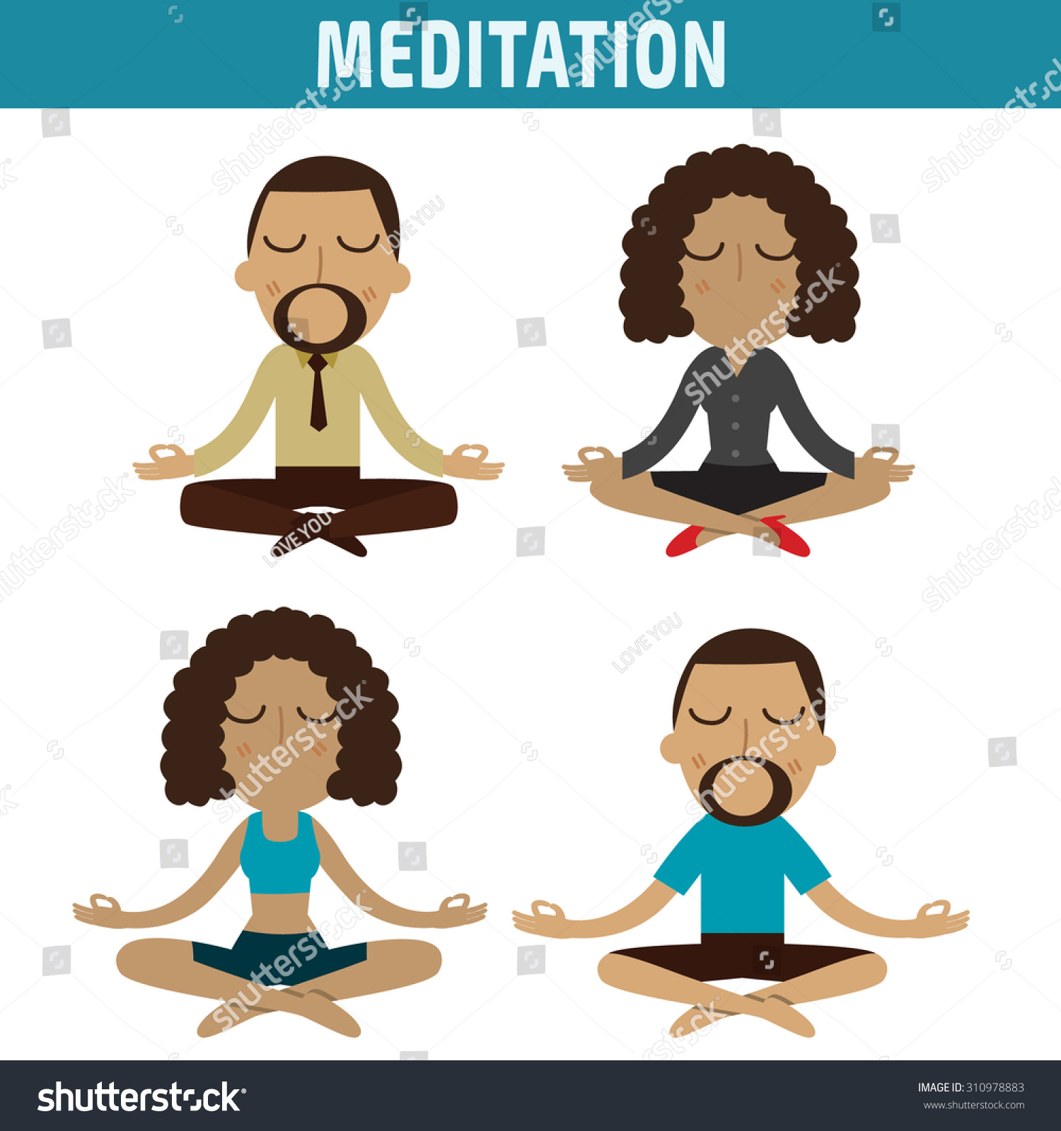 Meditation African American Character Design healthcare Stock Vector ...