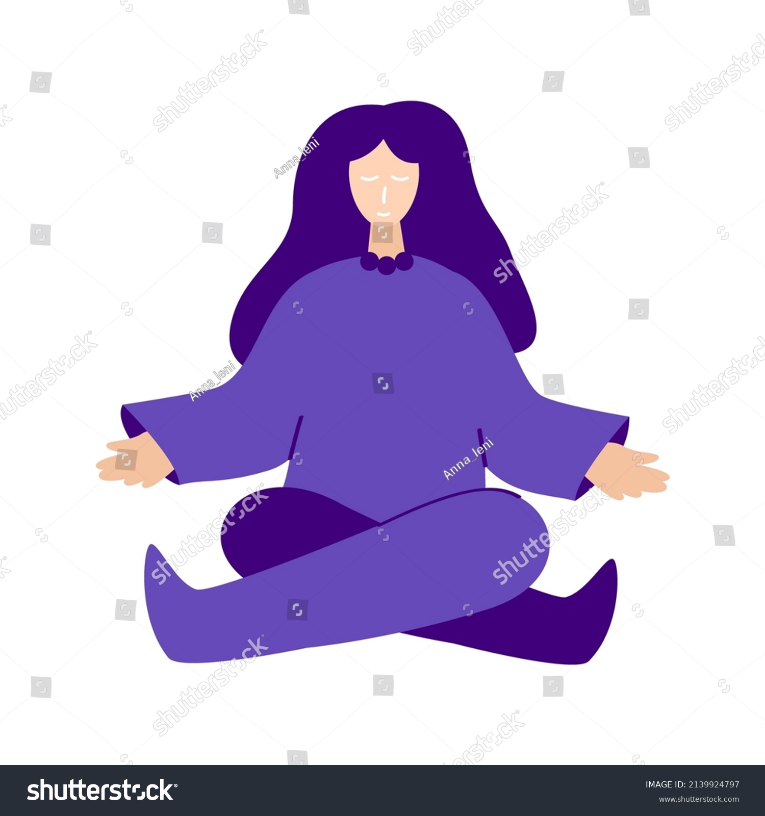 SVG of Meditation Woman Isolated. Vector Illustration of Girl in Yoga Pose. svg