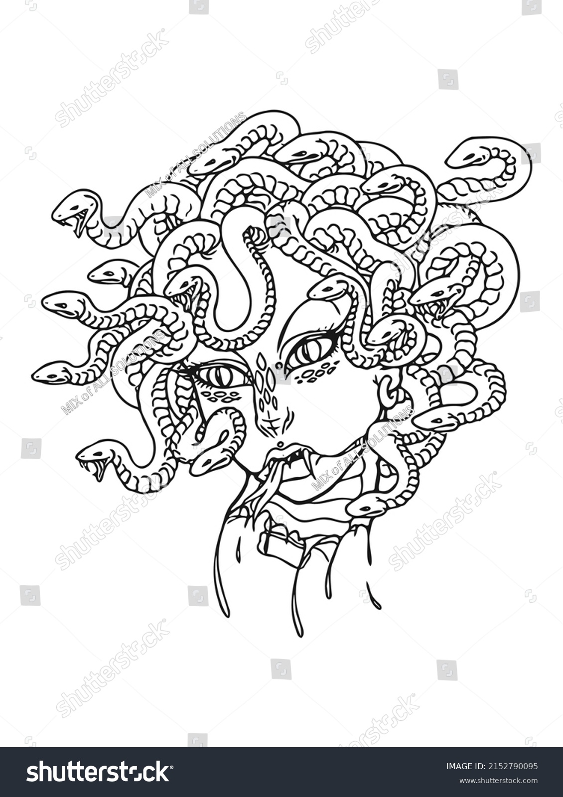 Medusa Head Snakes Greek Myth Creature Stock Vector (Royalty Free ...