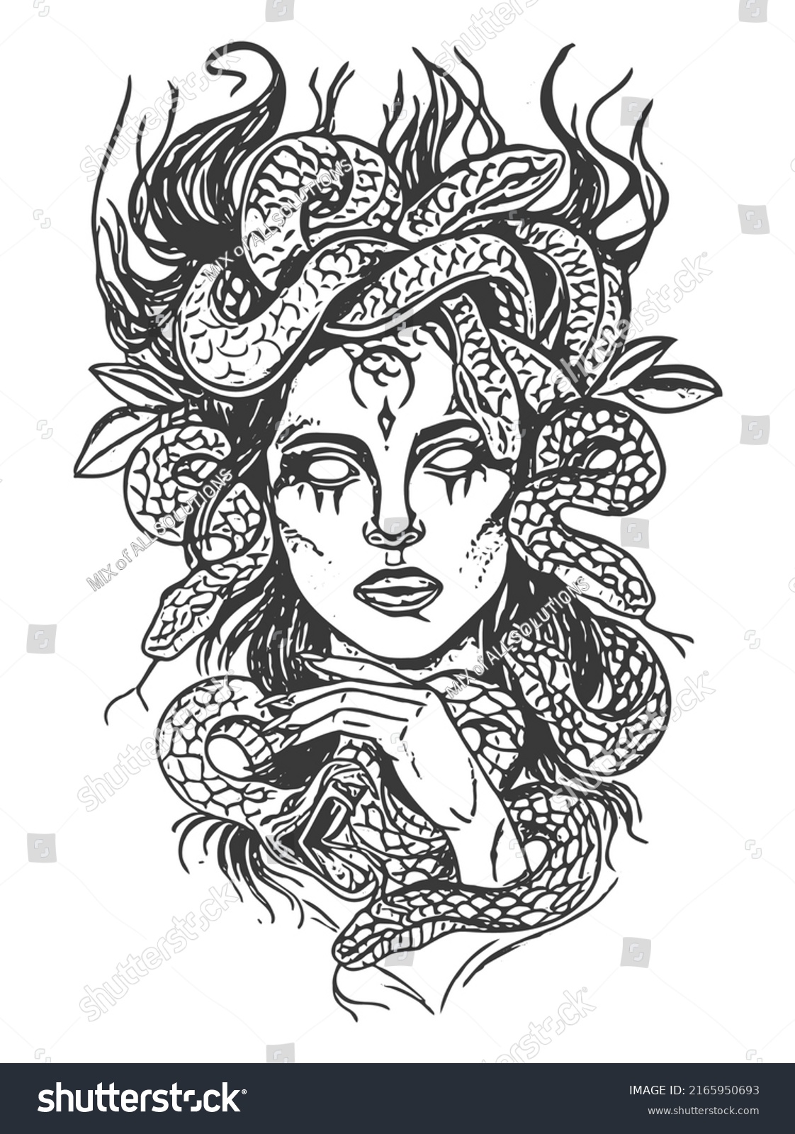 Medusa Head Snakes Greek Myth Creature Stock Vector (Royalty Free ...