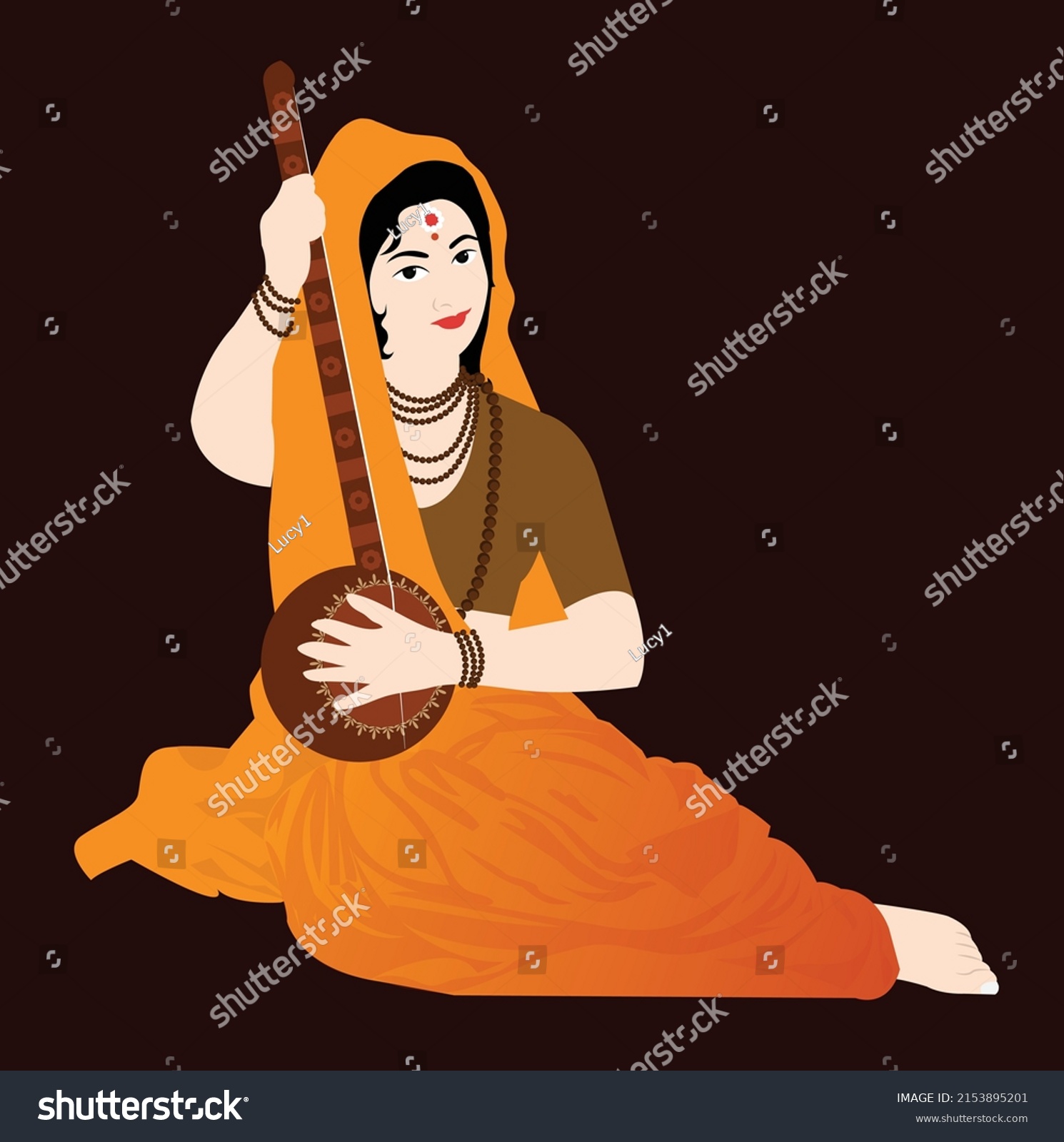 meera-bai-indian-hindu-mystical-singer-stock-vector-royalty-free