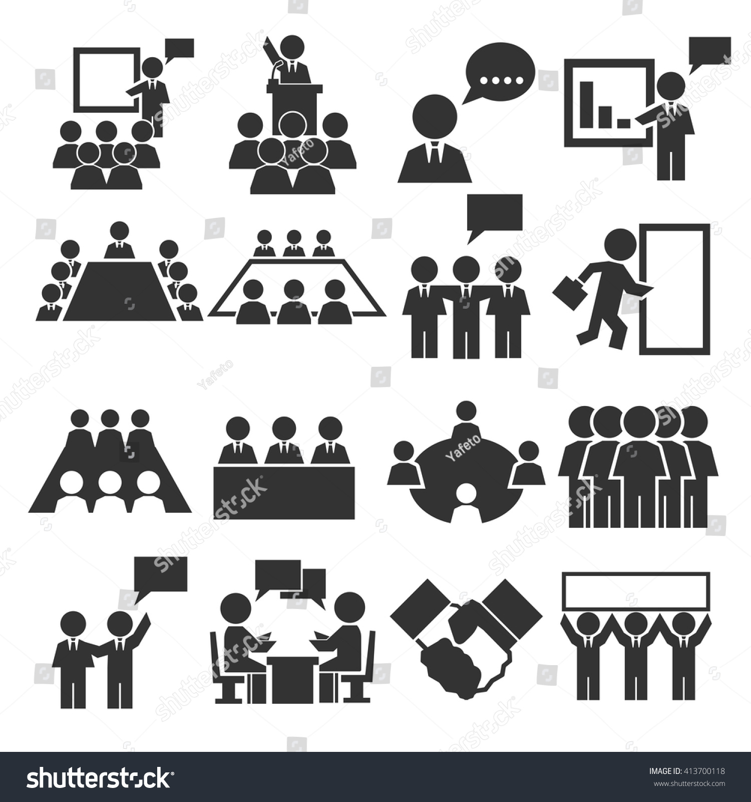 Meeting, Conference, Consult Icon Set Stock Vector 413700118 : Shutterstock