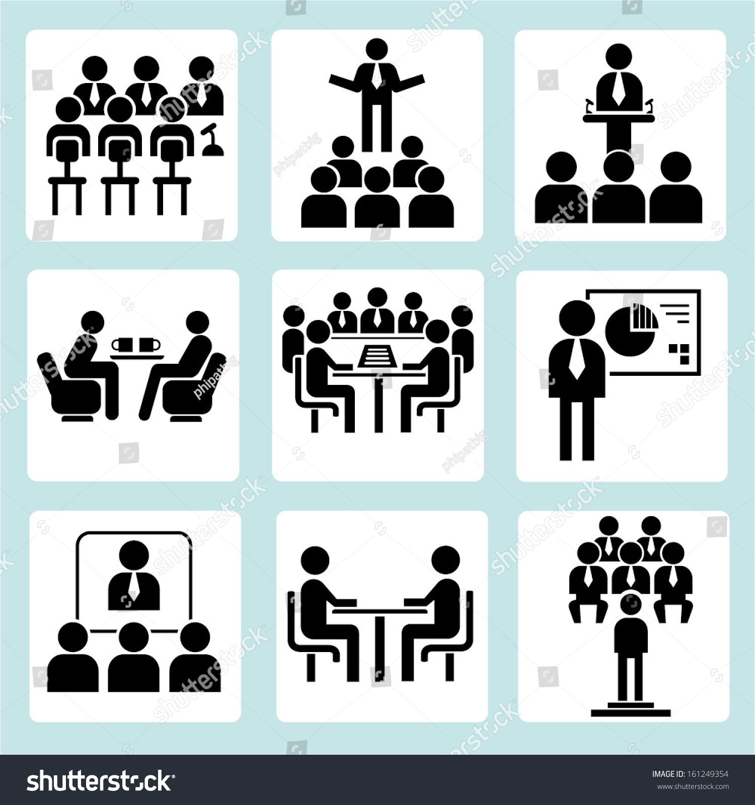 Meeting Icons Set Conference People Set vector de stock (libre de