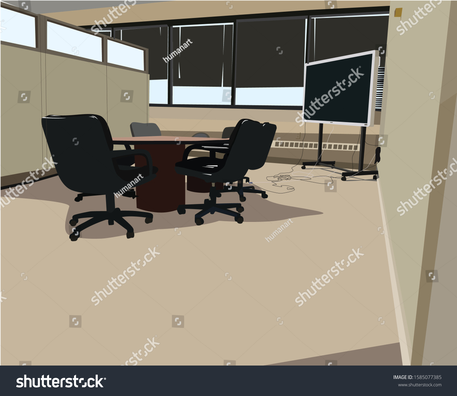 Meeting Room Illustrations Ofice Interior Working Stock Vector (Royalty ...