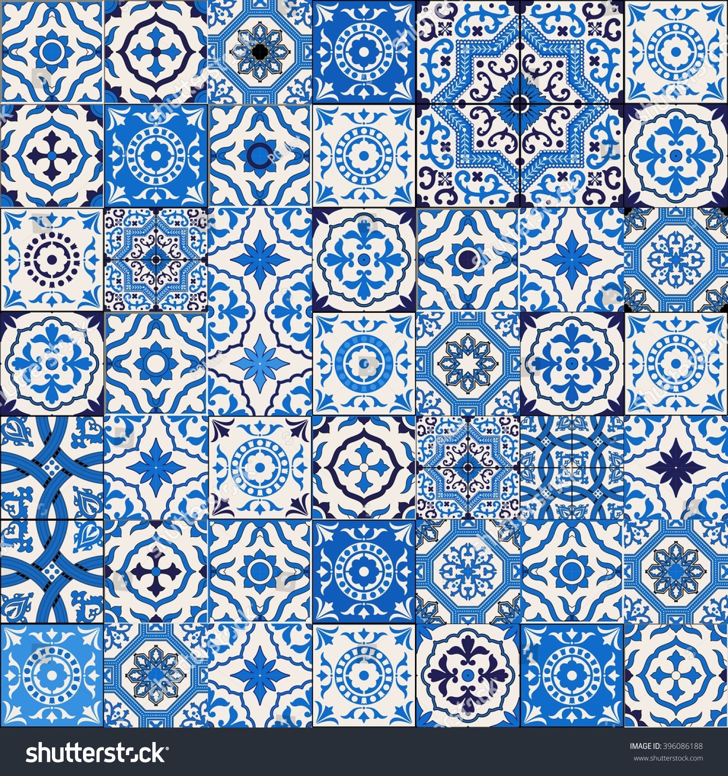 Mega Gorgeous Seamless Patchwork Pattern Dark Stock Vector Royalty