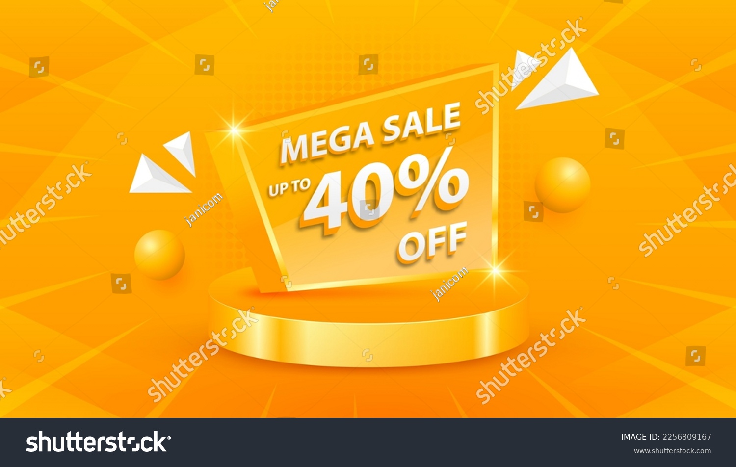 SVG of Mega sale promo 40 percent Off with cylinder podium stage display. Sale banner and discount background. Vector illustration svg