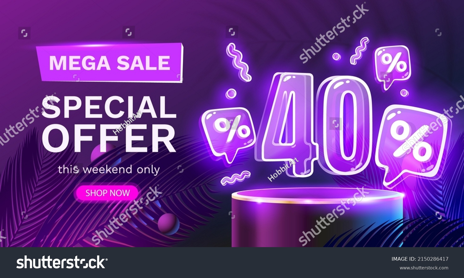 SVG of Mega sale special offer, Neon 40 off sale banner. Sign board promotion. Vector illustration svg