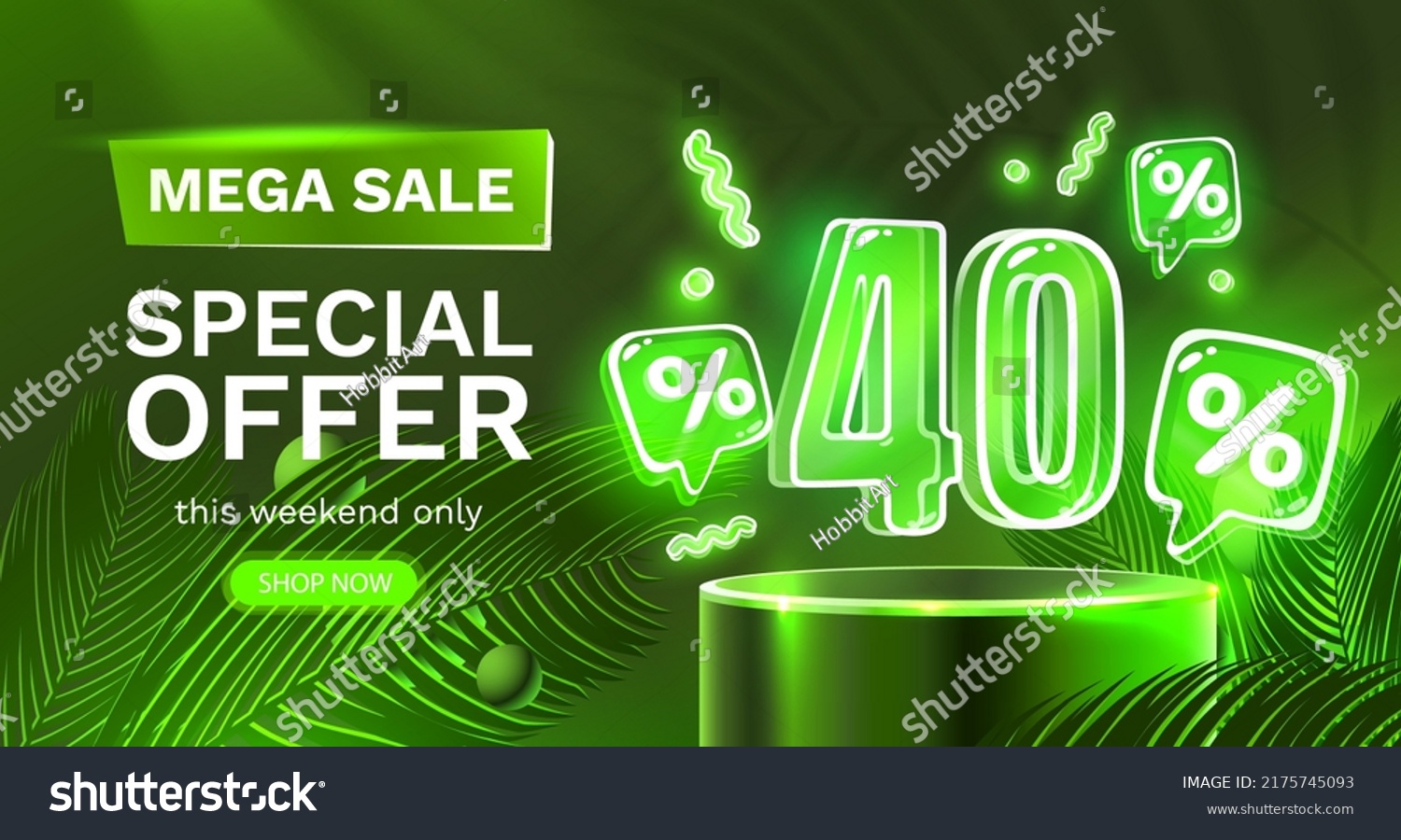 SVG of Mega sale special offer, Neon 40 off sale banner. Sign board promotion. Vector illustration svg