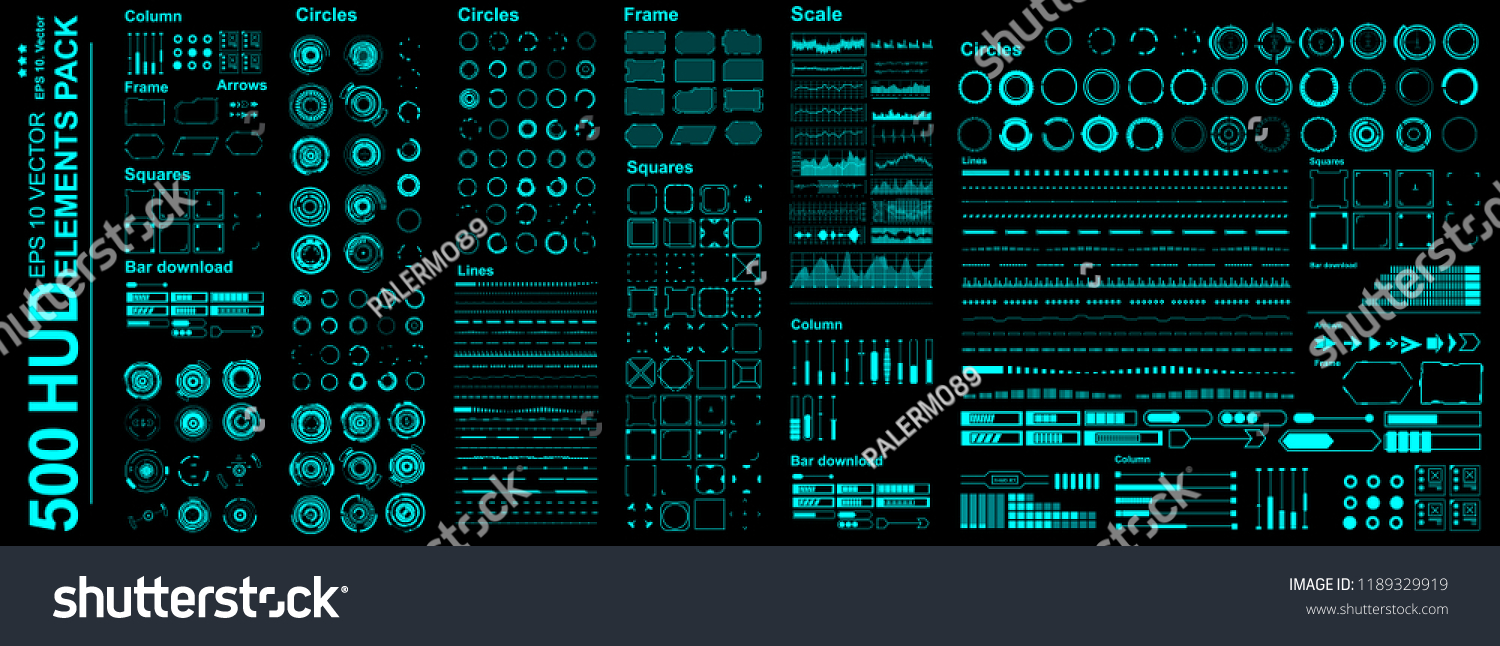 Mega Set Futuristic Hud Elements Futuristic Stock Vector Royalty Free