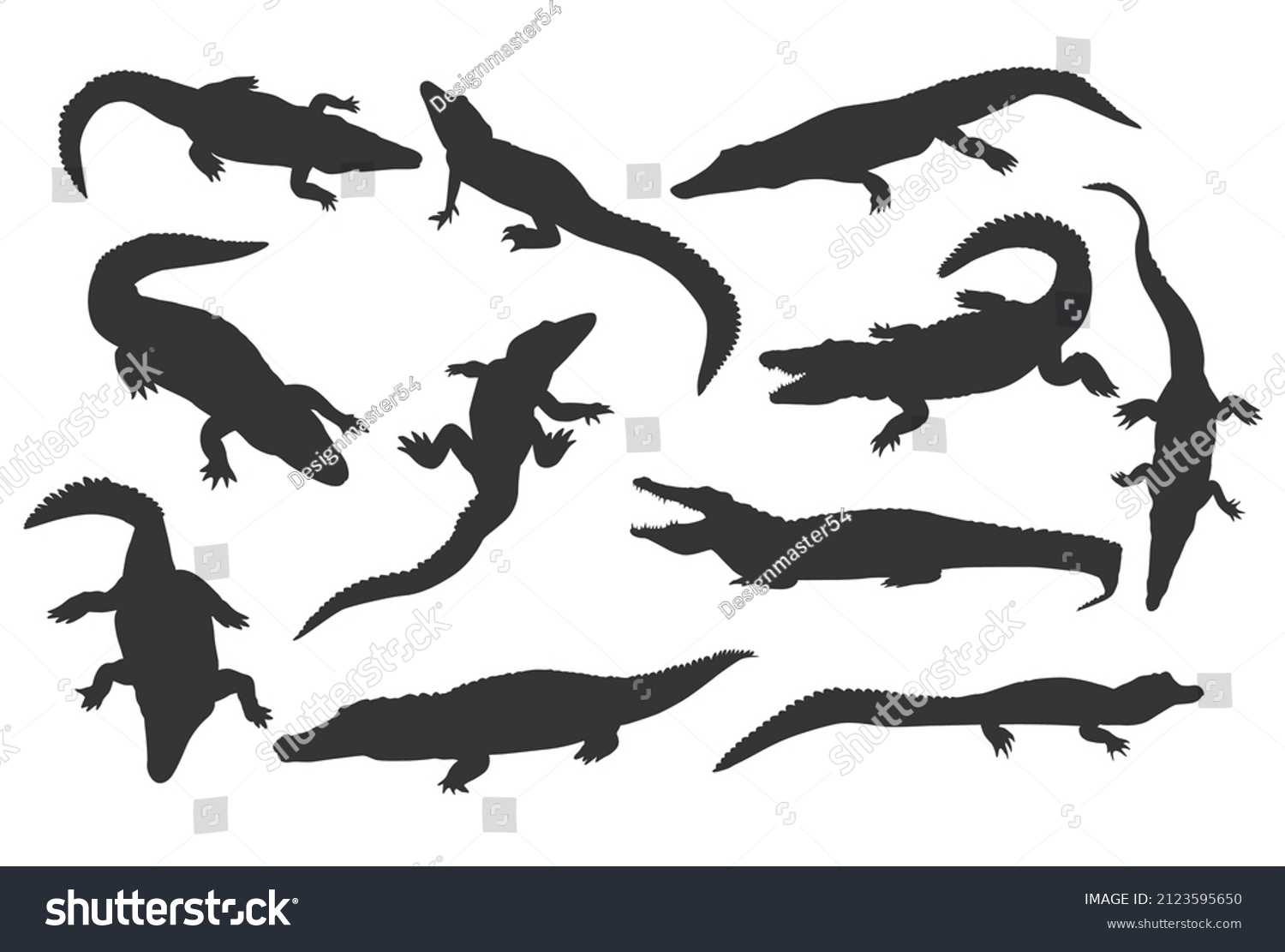 Mega Set Crocodiles Poses Vector Stock Vector (Royalty Free) 2123595650 ...