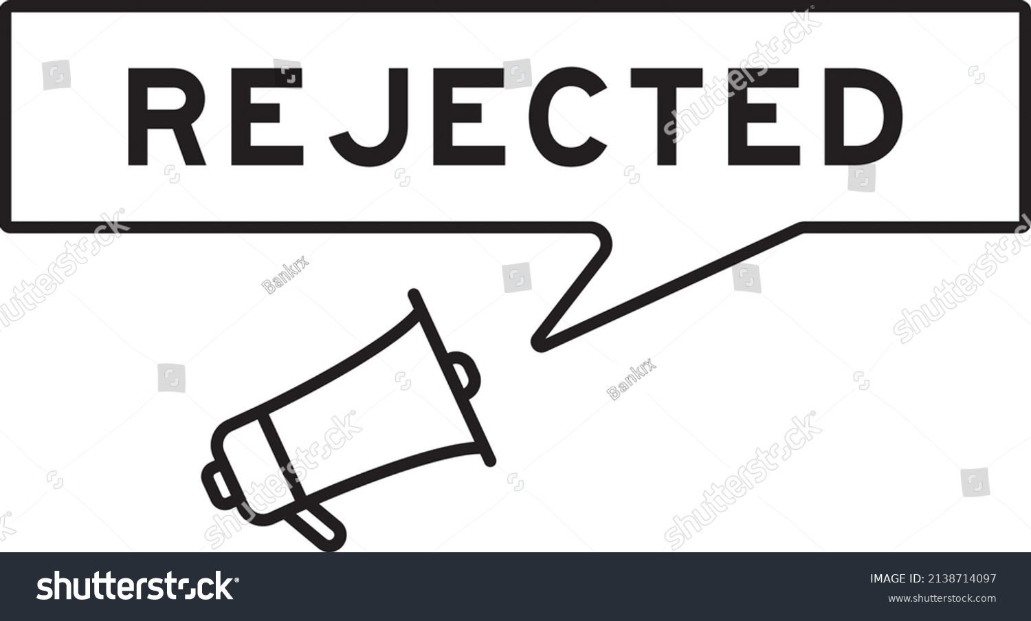 SVG of Megaphone icon with speech bubble in word rejected on white background svg