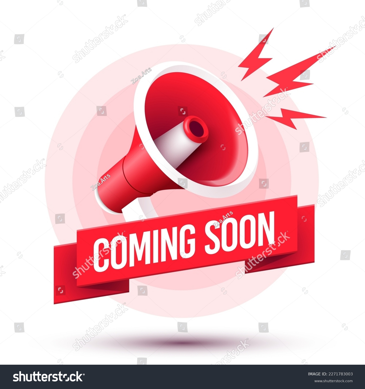 SVG of Megaphone Illustration And Banner With Text Coming Soon svg