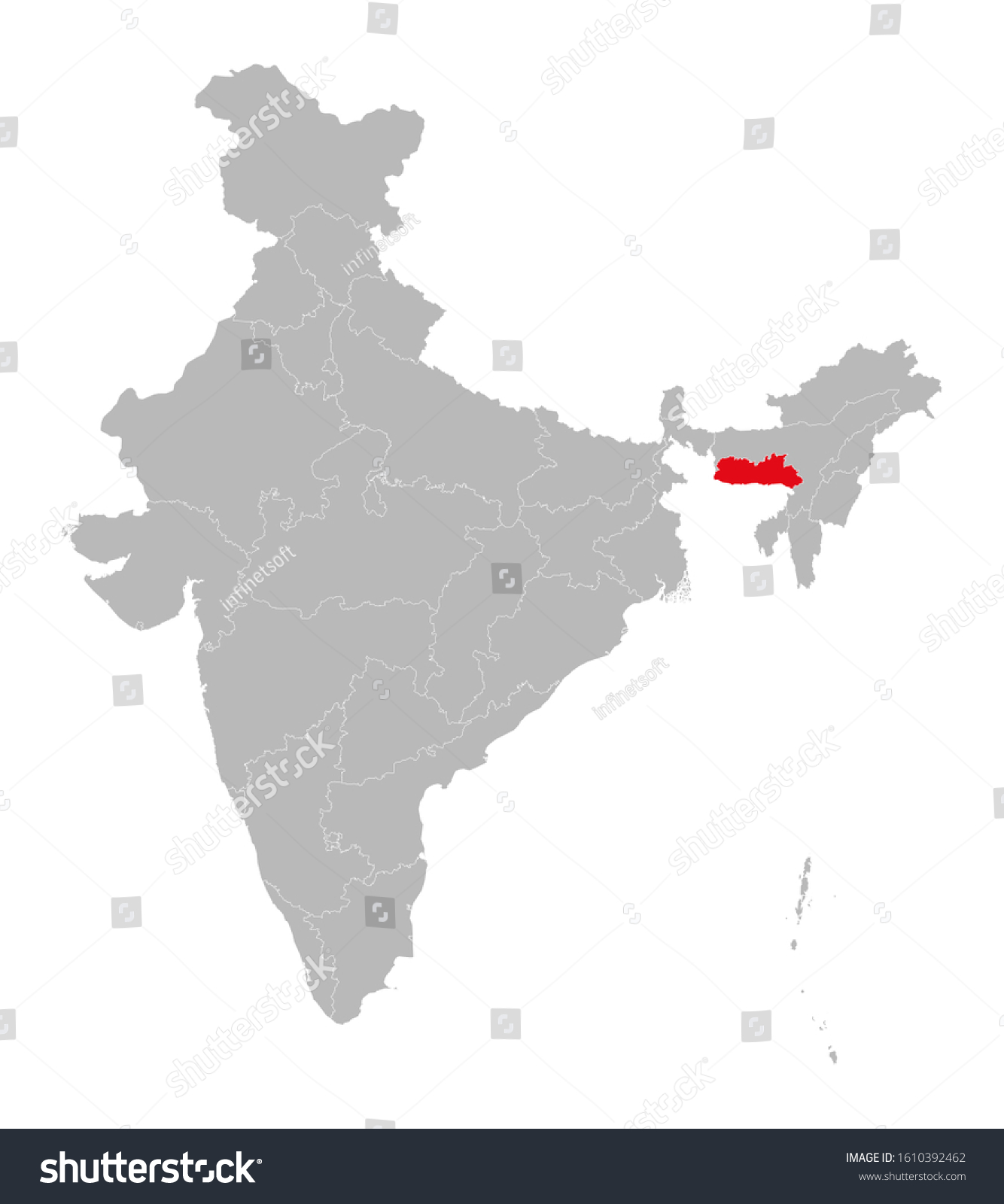 Meghalaya Map State Map Highlighted On Stock Vector (Royalty Free ...