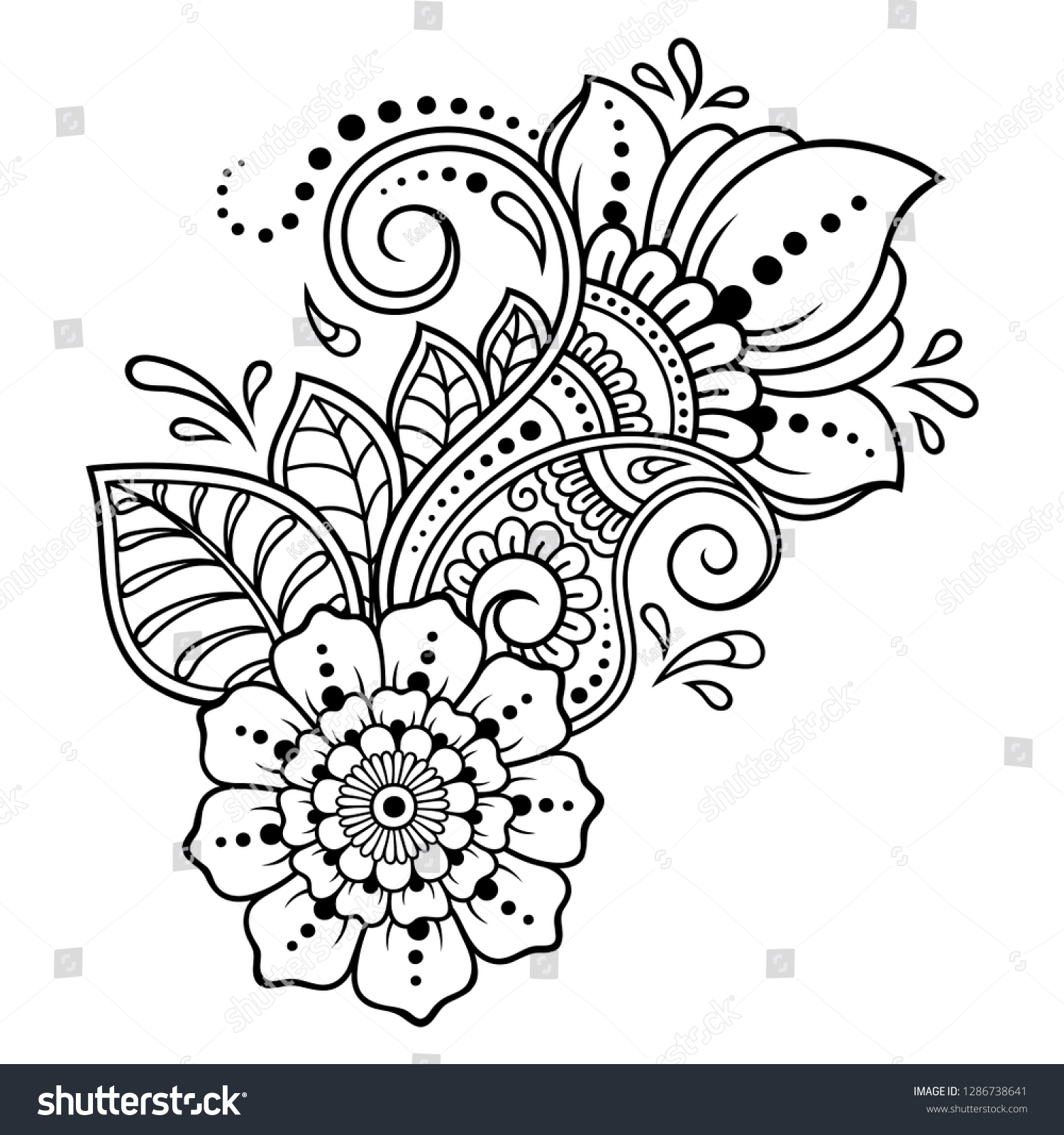 Mehndi Flower Pattern Henna Drawing Tattoo Stock Vector (Royalty Free ...