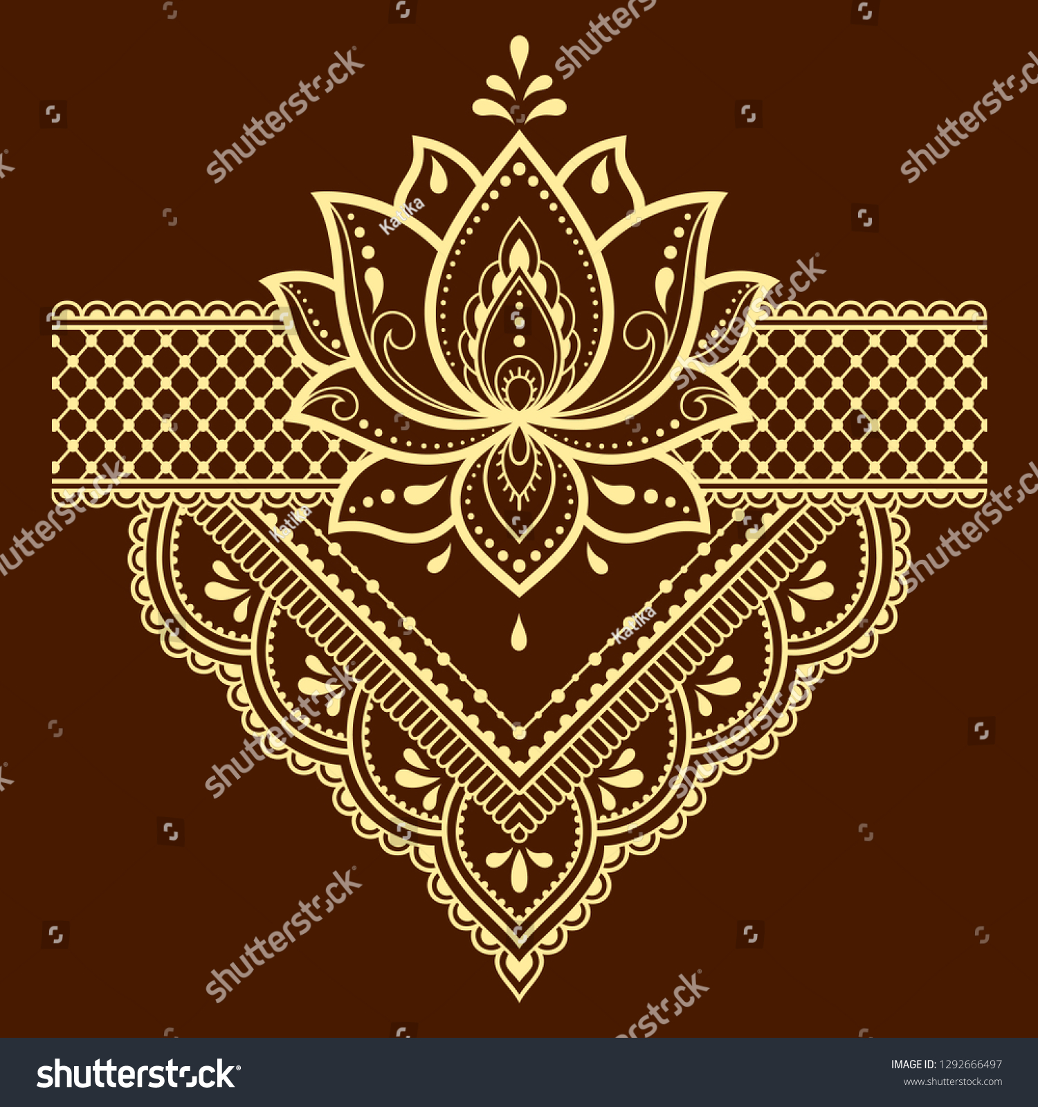 Mehndi Lotus Flower Pattern Henna Drawing Stock Vector (Royalty Free ...