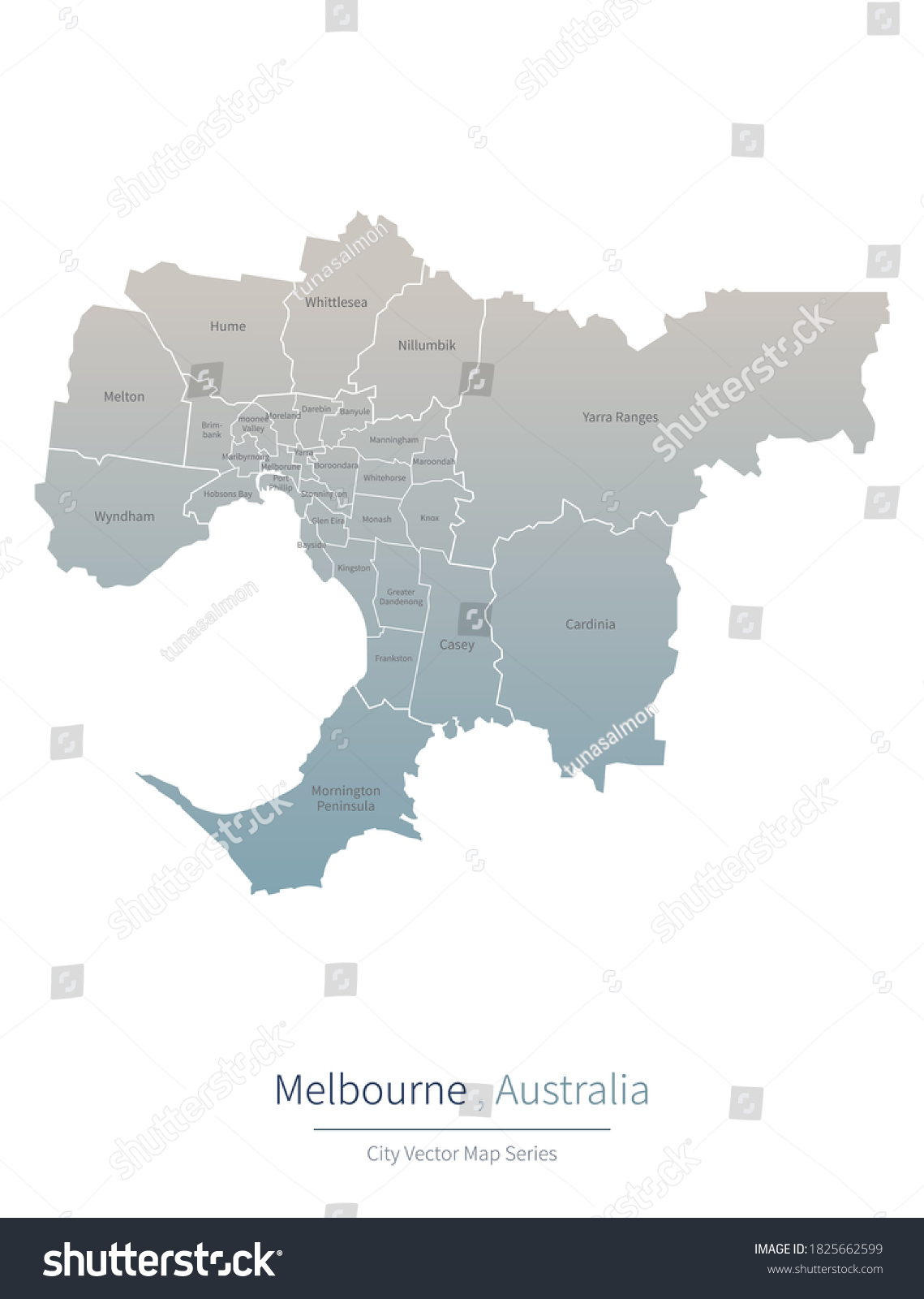 Melbourne Map Major City Australia Stock Vector (Royalty Free ...