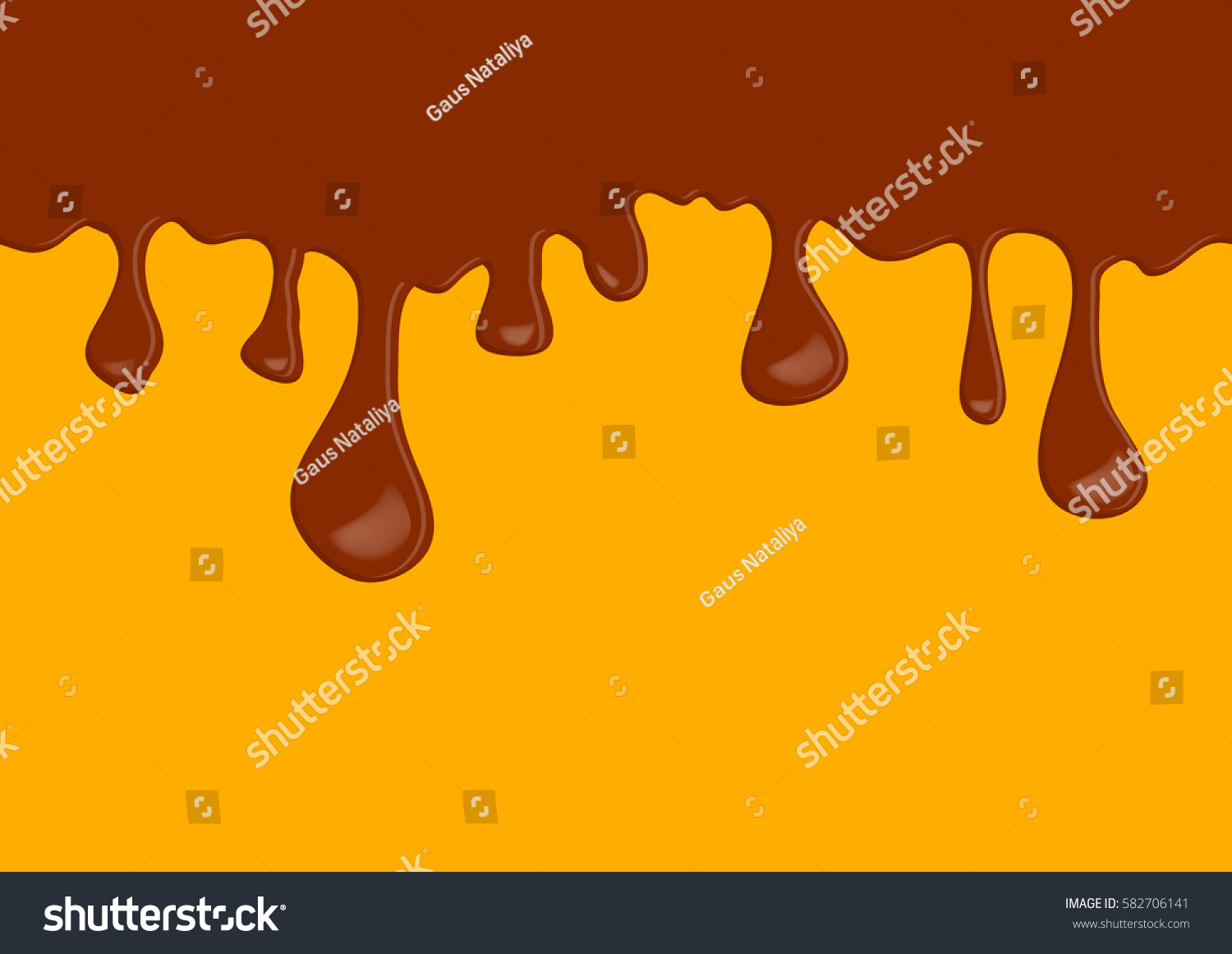 Download Melted Chocolate Dripping On Yellow Background Stock Vector Royalty Free 582706141 PSD Mockup Templates