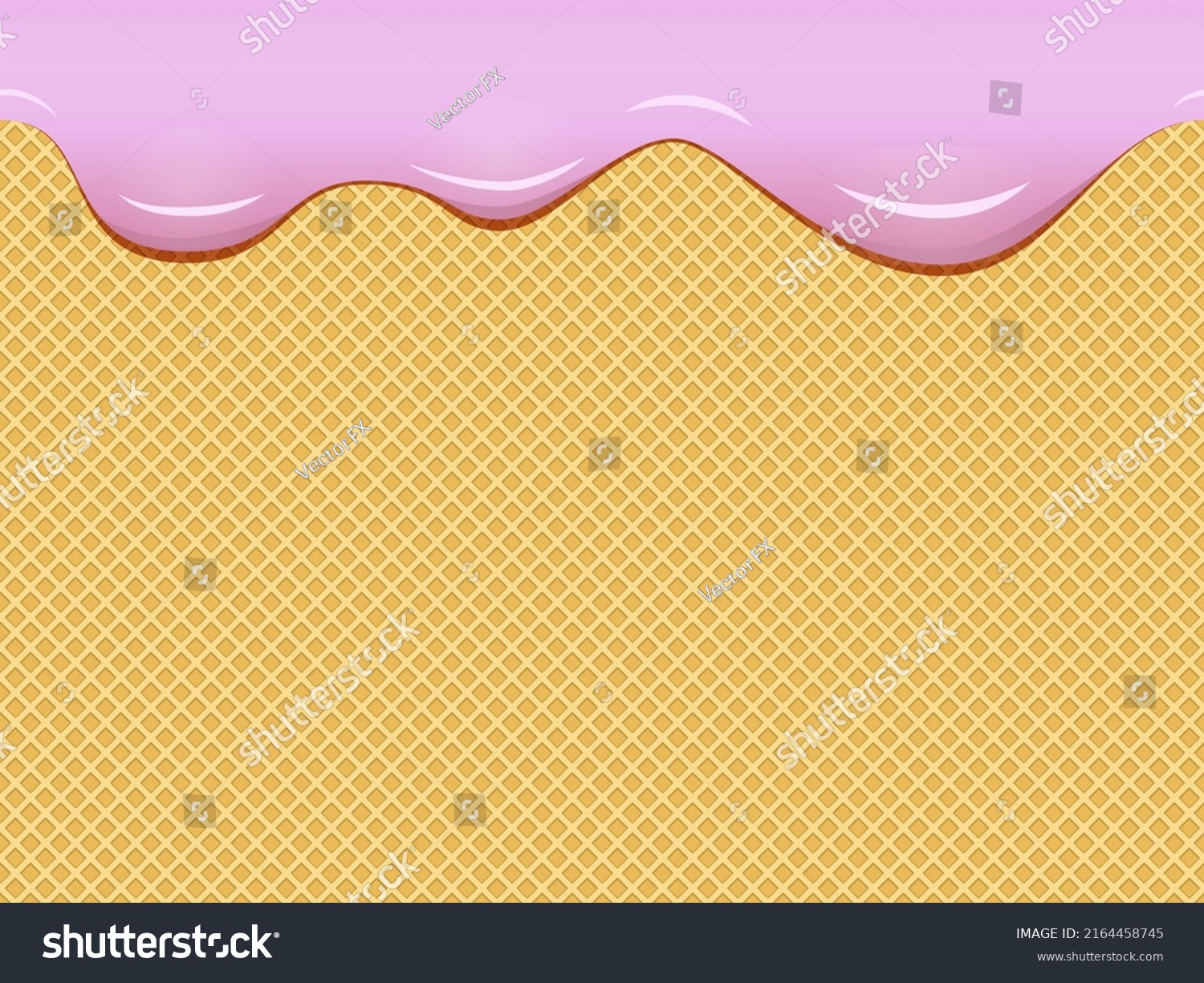 Melted Ice Cream Drips Down Waffle Stock Vector Royalty Free