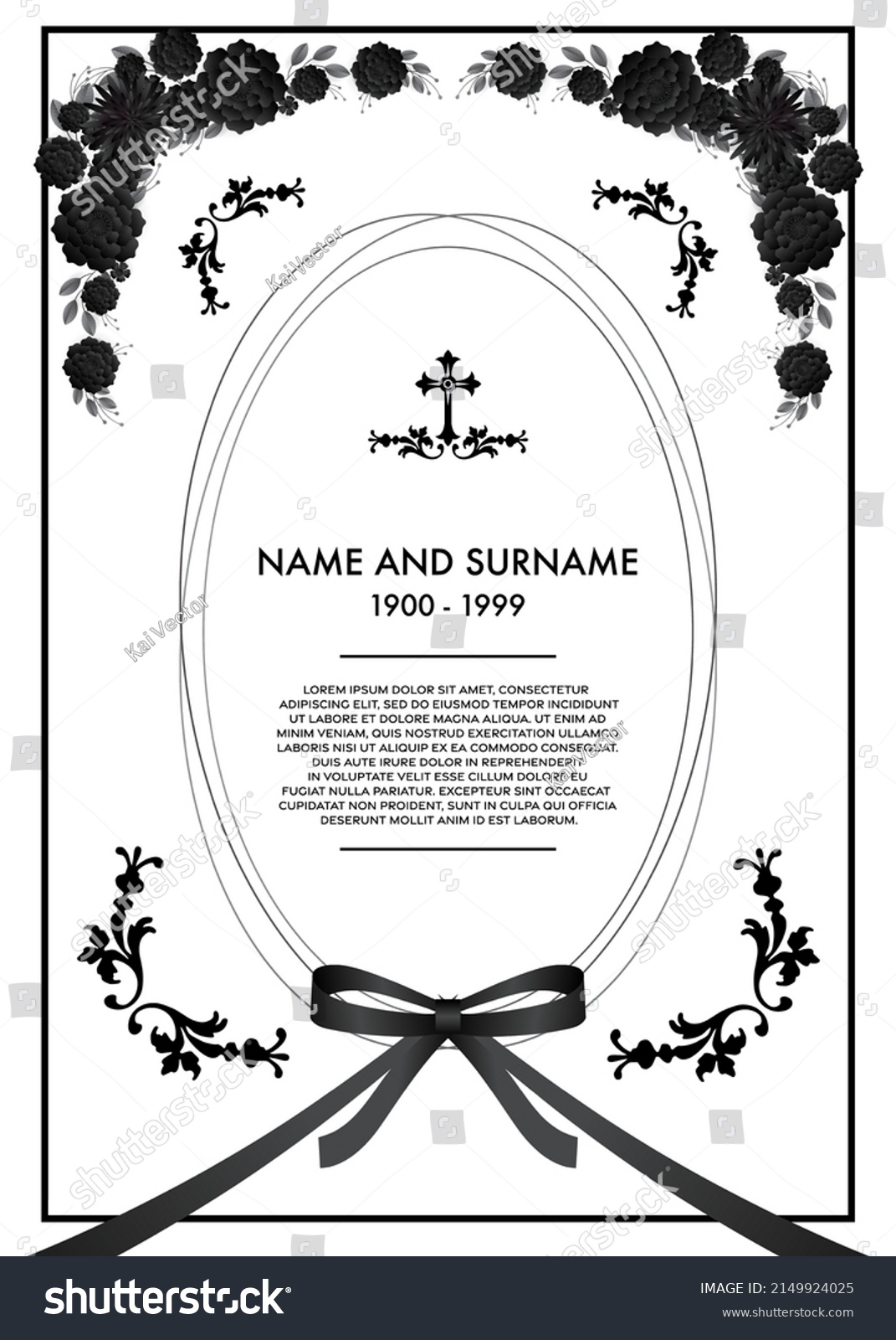 Memorial Funeral Card Templates Flowers Paper Stock Vector (Royalty ...